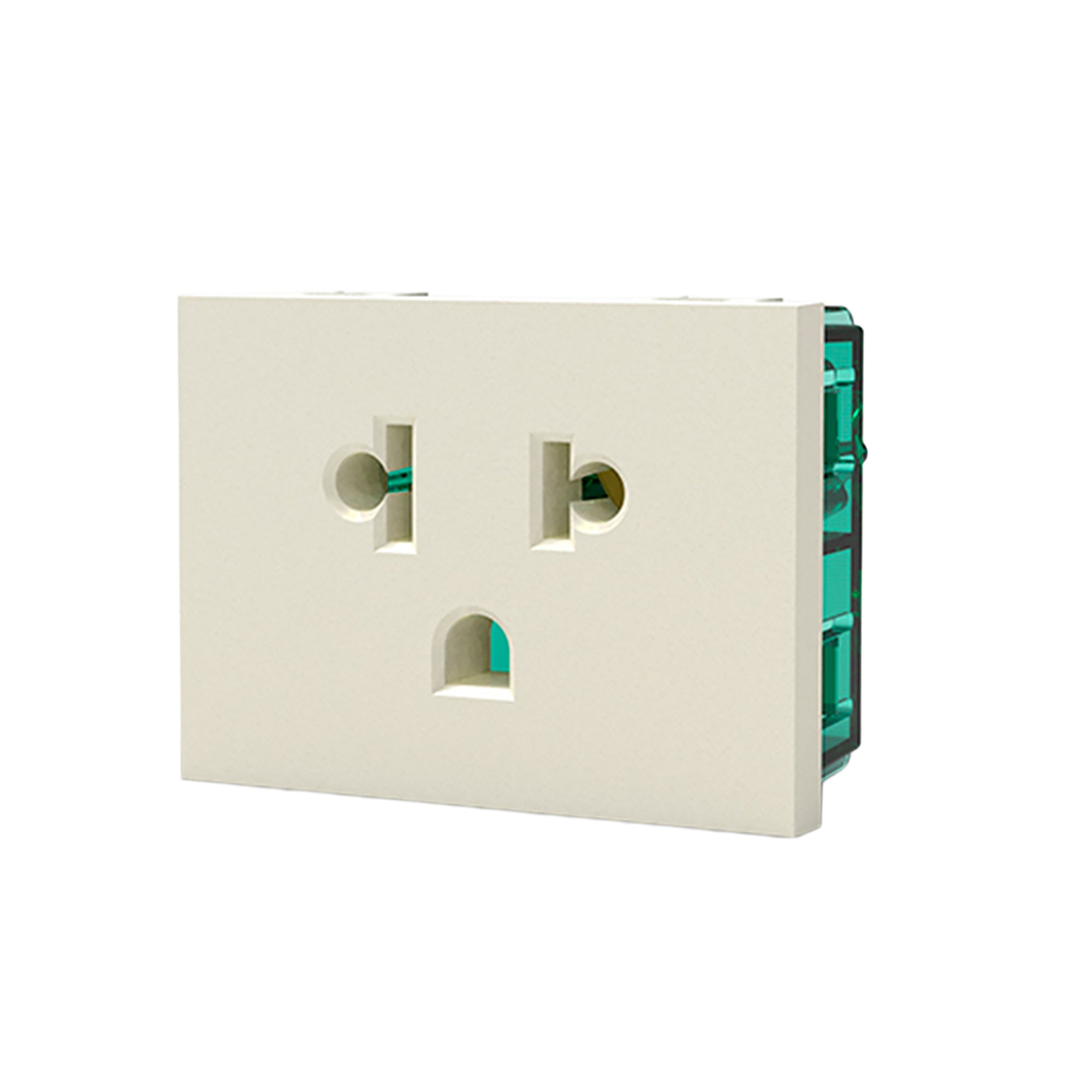 TOMA UNIVERSAL L/T 10A/15A 250V EUROAMERICANO BLANCO (2 MÓDULOS)