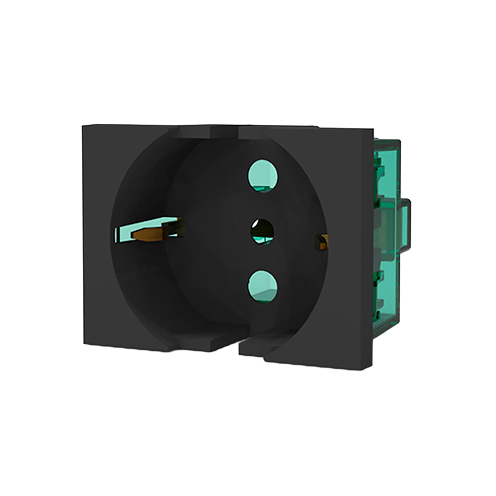 TOMA SCHUKO L/T 10/16A 250V GRIS CON PROTECCION (2 MÓDULOS)