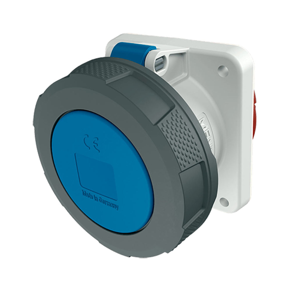 TOMA EMPOTRABLE 63AMP 2P+T 250V AZUL 6H IP67 (RECTO)