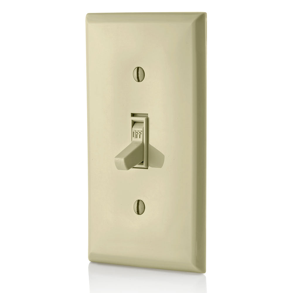 INTERRUPTOR UNIPOLAR SIMPLE DE PALANCA CONEXION A TIERRA 15A 120V MARFIL