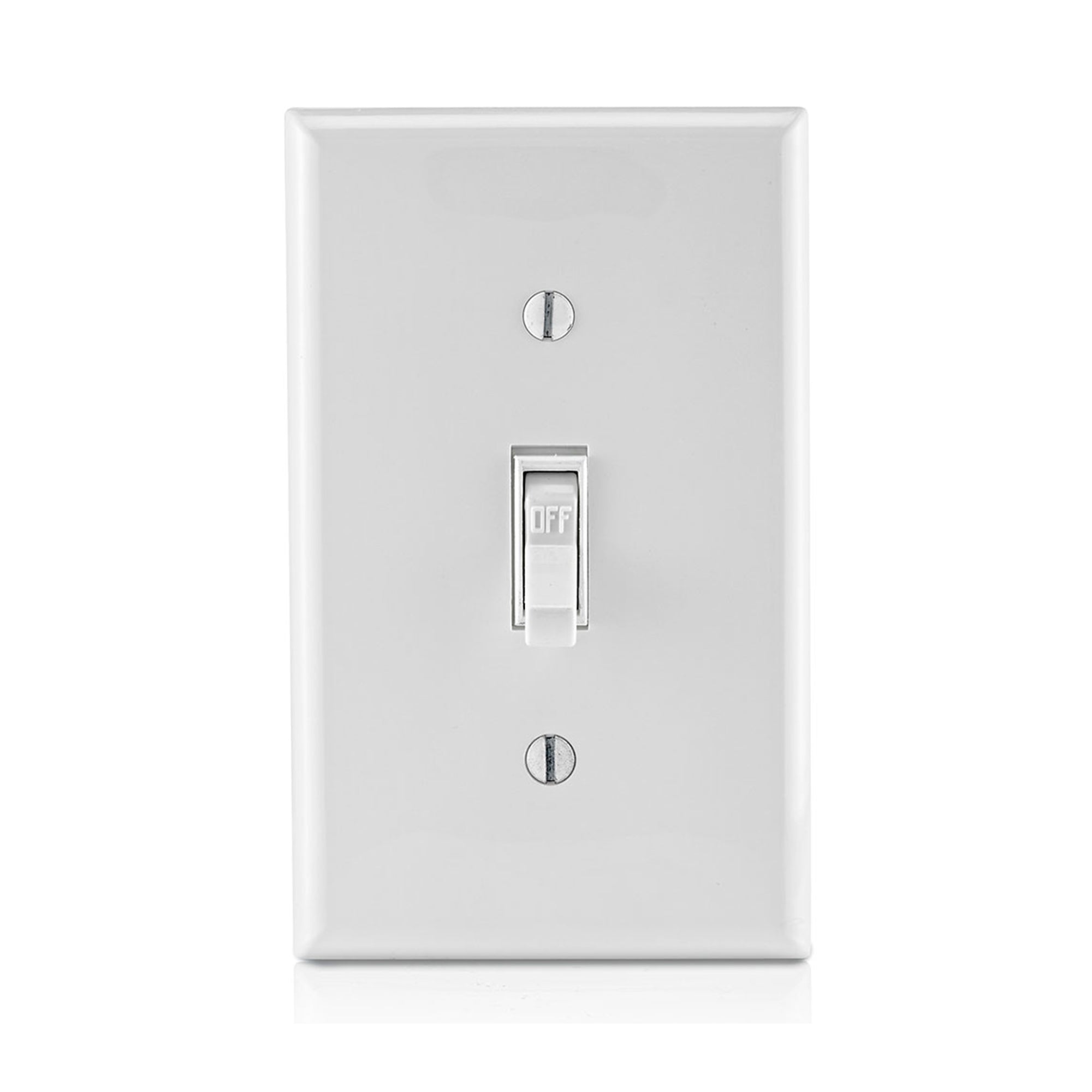 INTERRUPTOR UNIPOLAR SIMPLE DE PALANCA CONEXION A TIERRA 15A 120V BLANCO