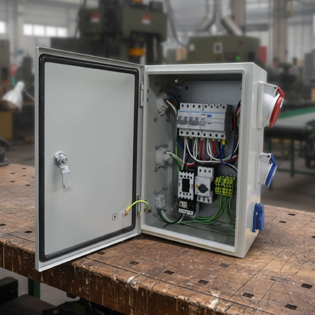 TOMA EMPOTRABLE 16AMP 2P+T 250V AZUL 6H IP44 (INCLINADO)