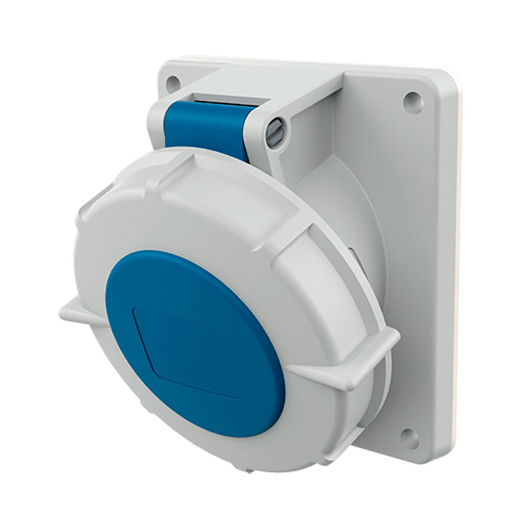 TOMA EMPOTRABLE 16AMP 3P+T 250V AZUL 9H IP67 (INCLINADO)