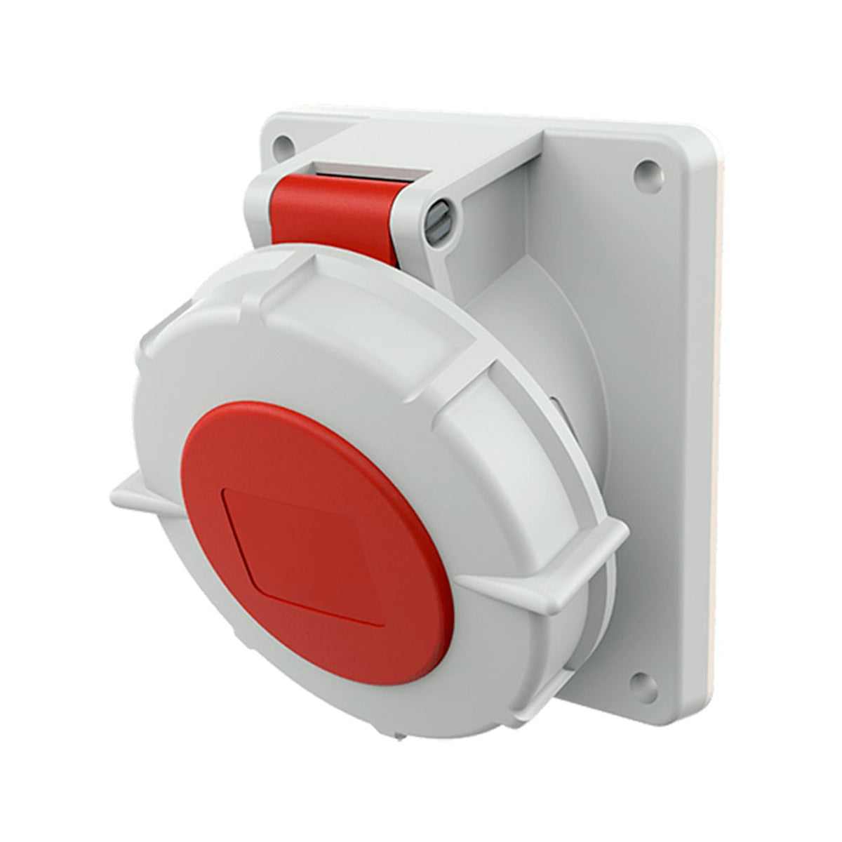 TOMA EMPOTRABLE 16AMP 3P+T 400V ROJO 6H IP67 (INCLINADO)