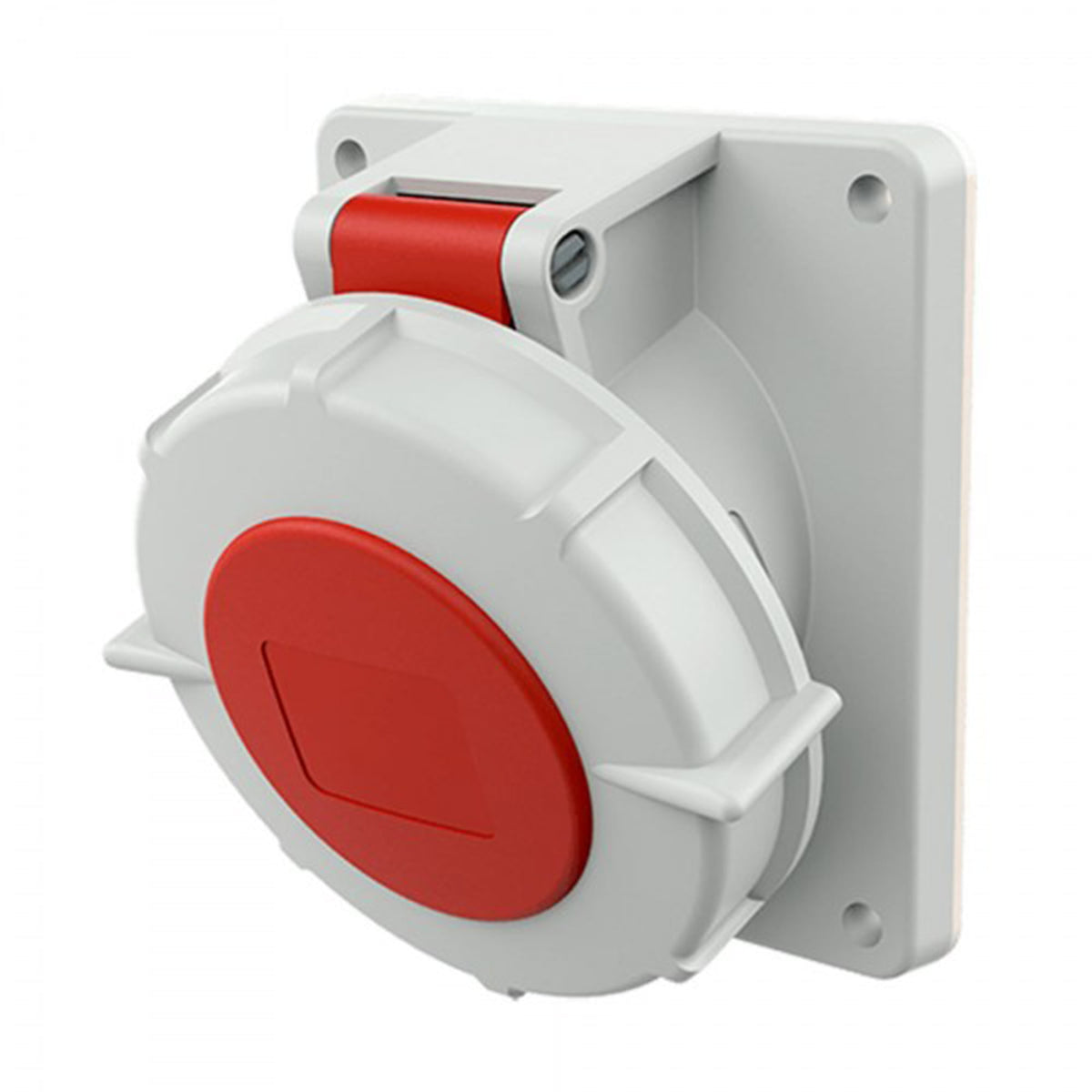 TOMA EMPOTRABLE 32AMP 3P+T 415V ROJO 6H IP67 (INCLINADO)