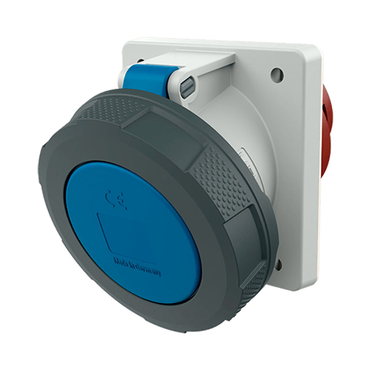 TOMA EMPOTRABLE 63AMP 3P+T 250V AZUL 9H IP67 (RECTO)
