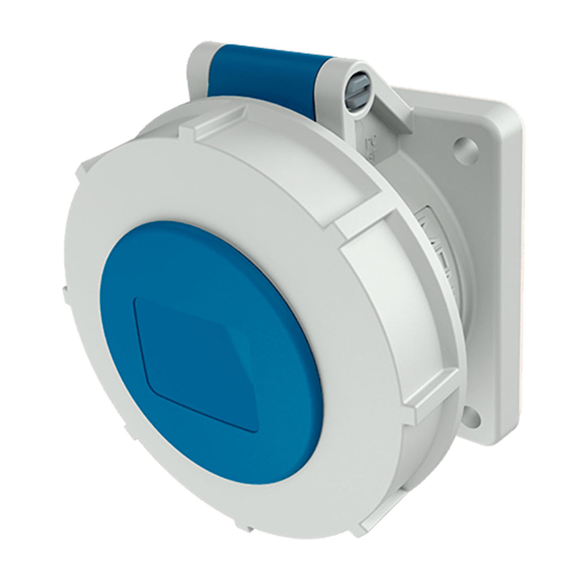 TOMA EMPOTRABLE RECTO 16AMP 2P+T 250V 6H AZUL IP67 (PARA AMAXX) CONEXIÃ“N CON TORNILLOS