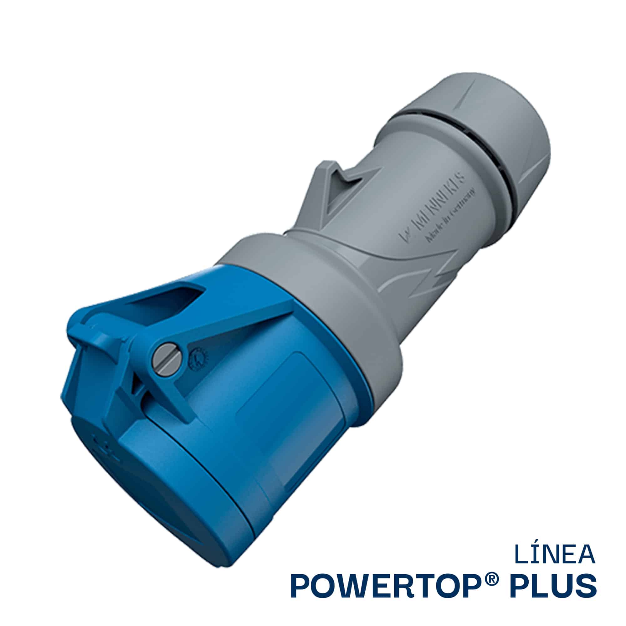 TOMA AEREO 16AMP 2P+T 250V AZUL 6H IP44 POWERTOP PLUS (2 CUERPOS)