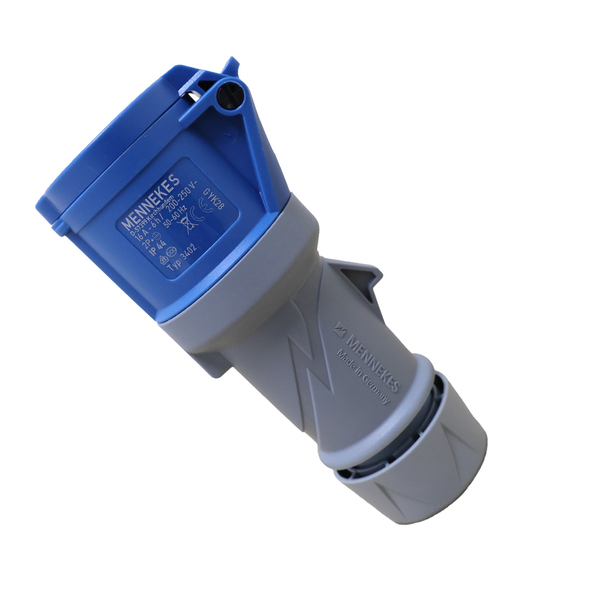 TOMA AEREO 16AMP 2P+T 250V AZUL 6H IP44 POWERTOP PLUS (2 CUERPOS)