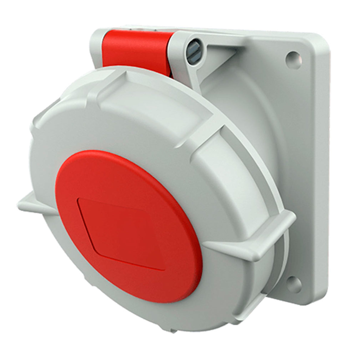 TOMA EMPOTRABLE 32AMP 3P+N+T 415V ROJO 6H IP67  (CUELLO INCLINADO 20°)