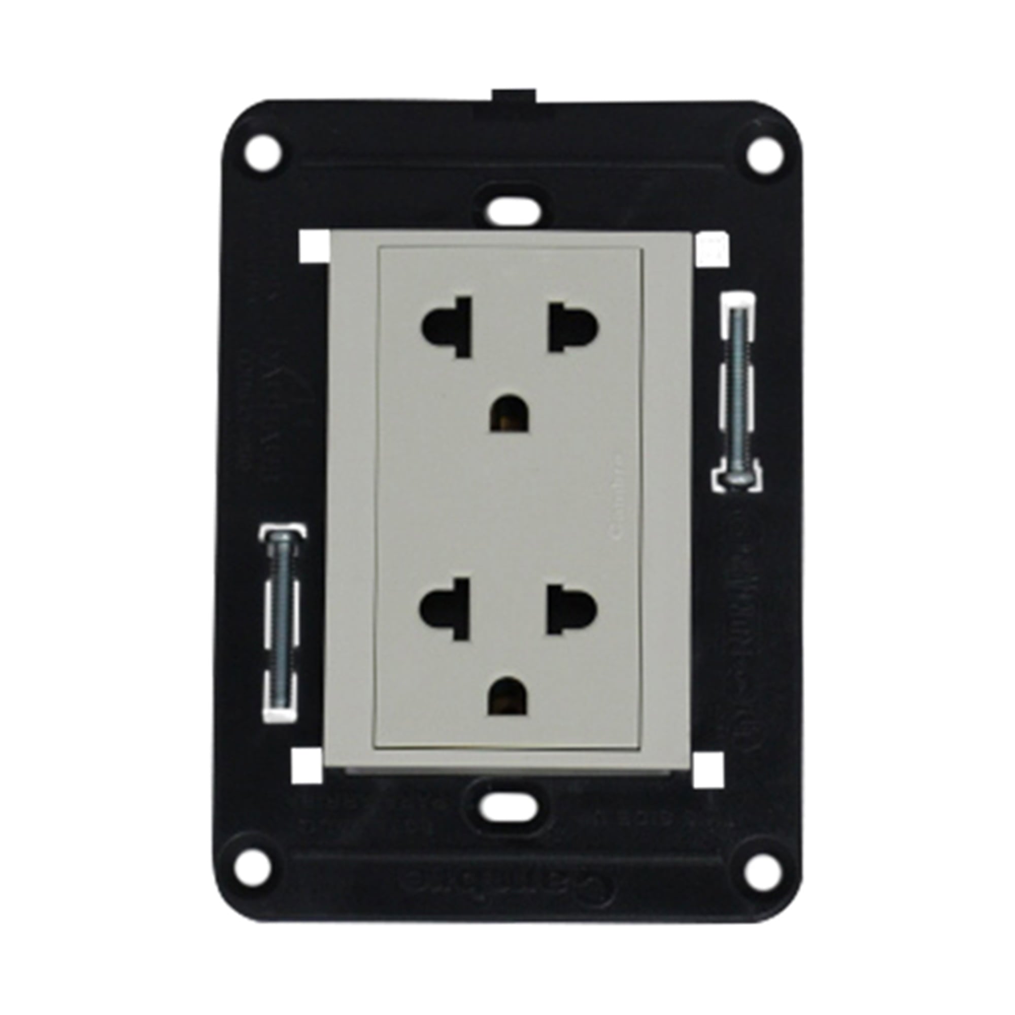 TOMA DOBLE UNIVERSAL 10/15/16A 127V/250V BLANCO CON PROTECCIÓN Incluye Bastidor para Bauhaus