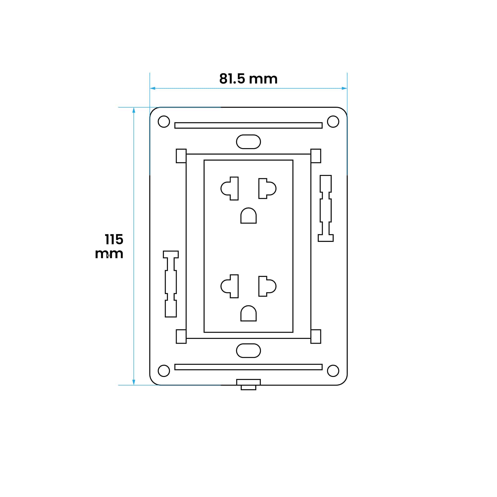 TOMA DOBLE UNIVERSAL 10/15/16A 127V/250V BLANCO CON PROTECCIÓN Incluye Bastidor para Bauhaus