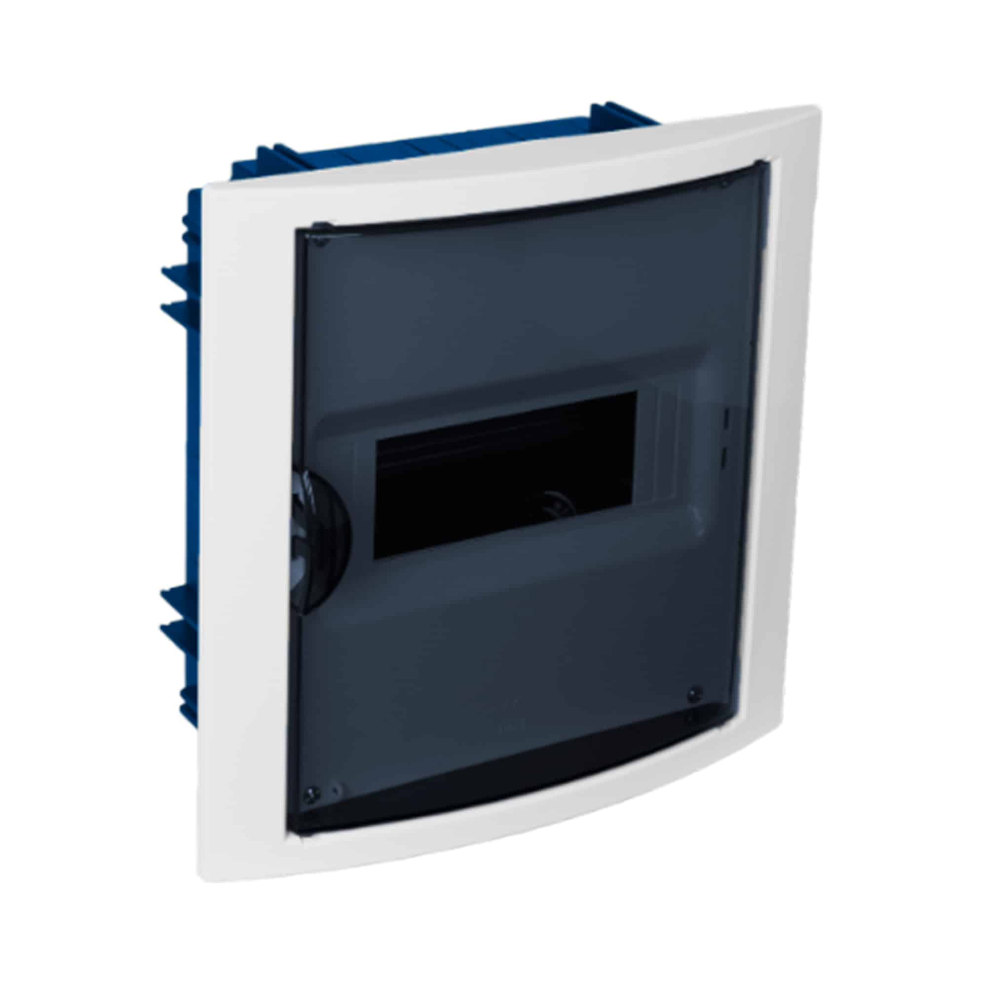 TABLERO RIEL DIN EMPOTRA. LIBRE HALOG. 8 POLOS PUERTA FUMÉ A/H IP40 IK07 , P/DRYWALL,  TERMOSELLADO