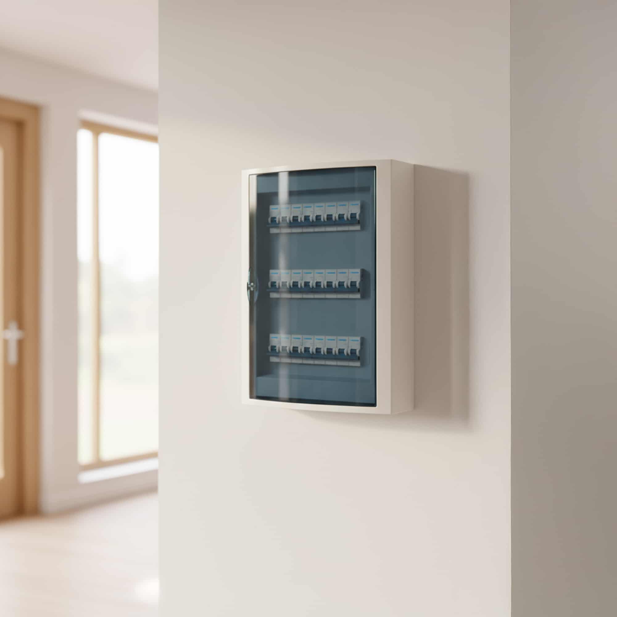 TABLERO ADOSADO TERMOPLÁSTICO, 42P, PUERTA FUMÉ HORIZONTAL, 362x542x115mm