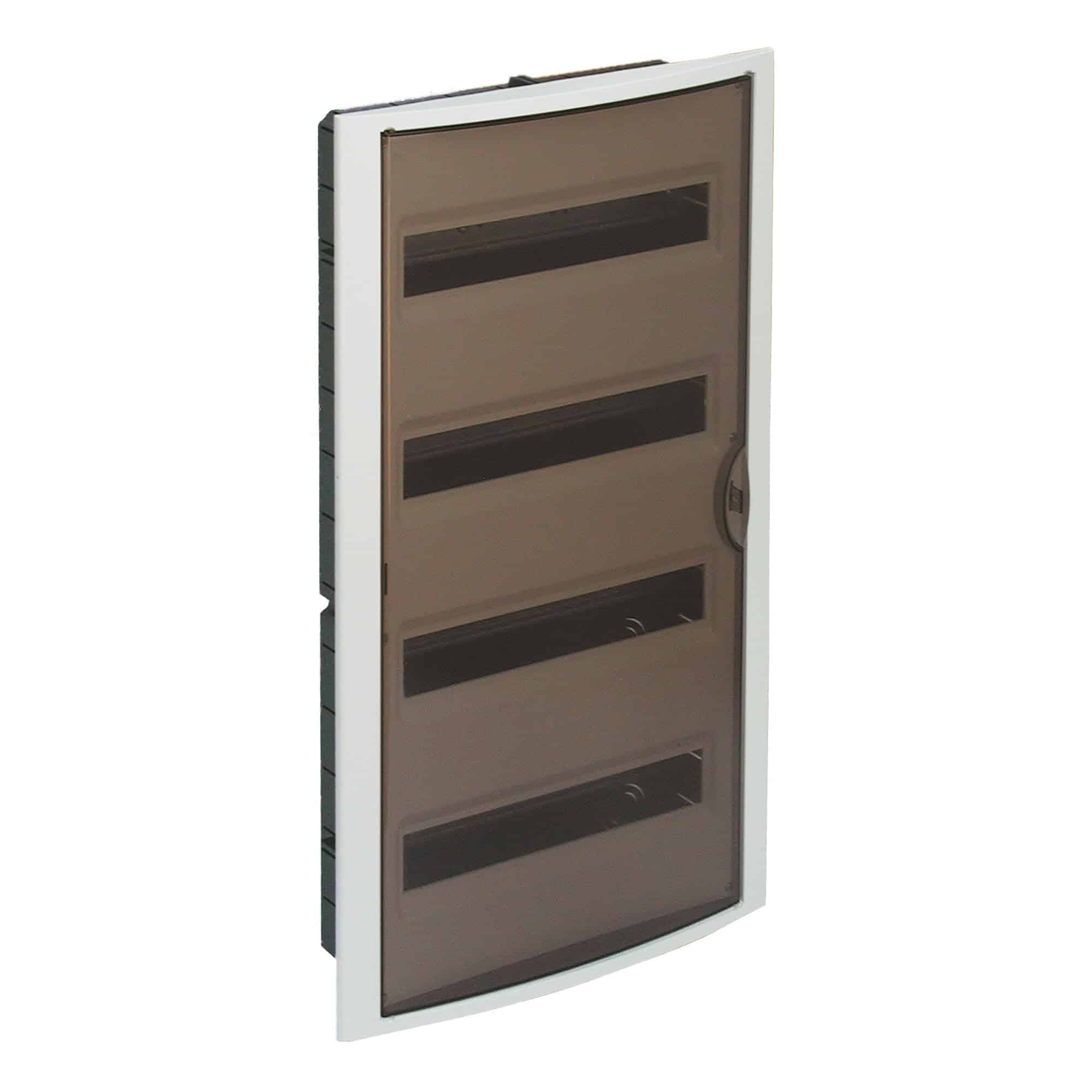 TABLERO EMPOTRADO TERMOPLÁSTICO, 56P, PUERTA FUMÉ HORIZONTAL, 320x670x75mm