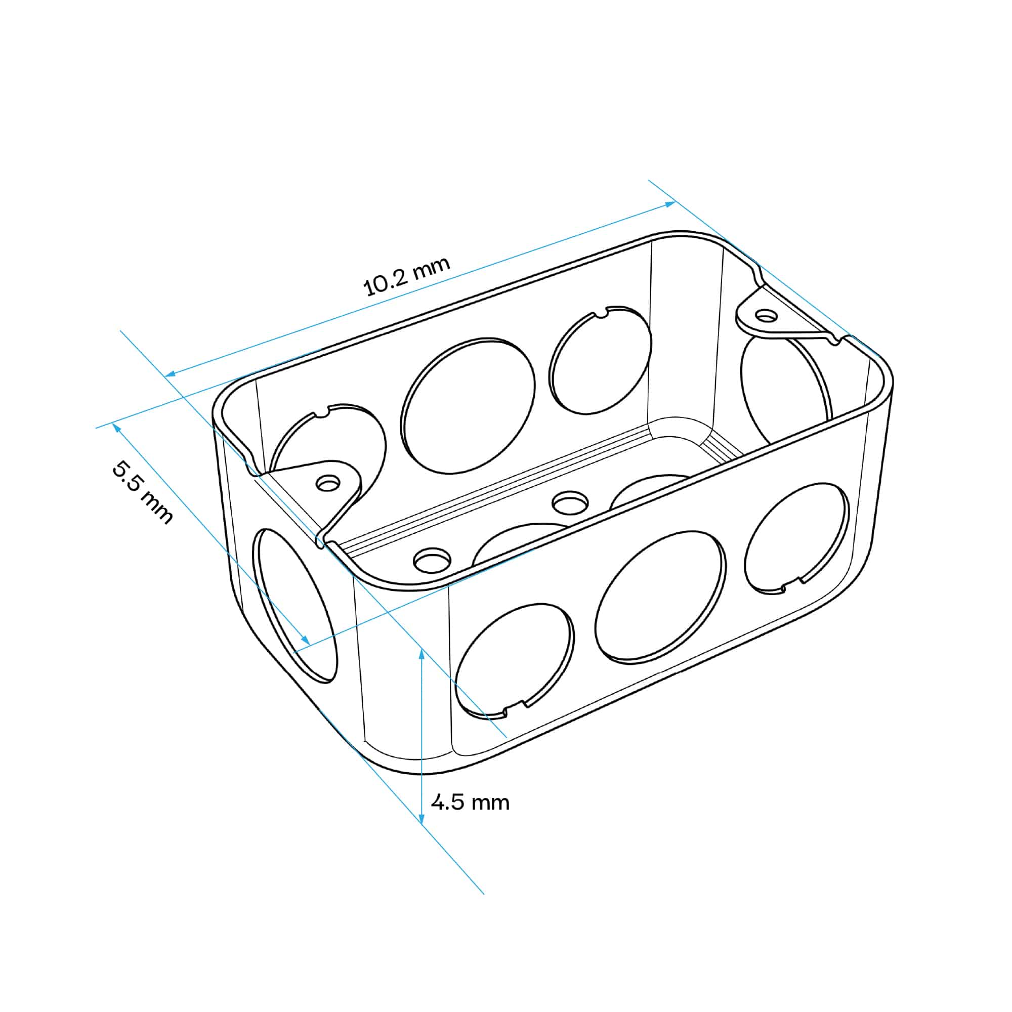 CAJA RECTANGULAR ACERO ESPESOR 1.2MM 1/2" y 3/4" CON UL