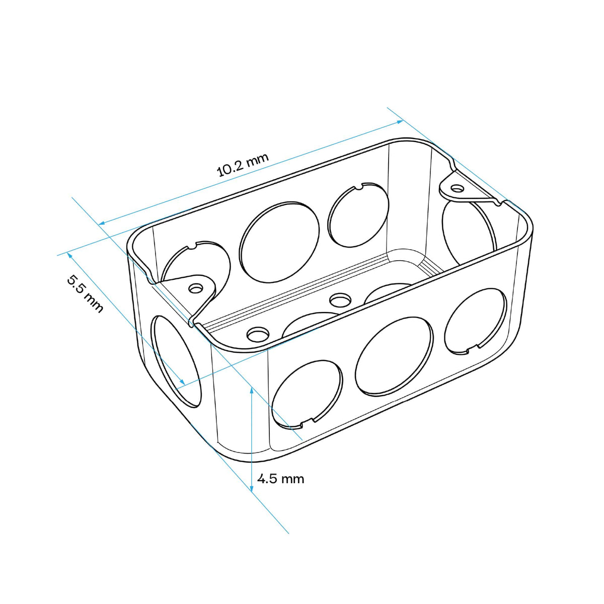 CAJA RECTANGULAR ACERO ESPESOR 1.2MM 1/2" y 3/4" CON UL