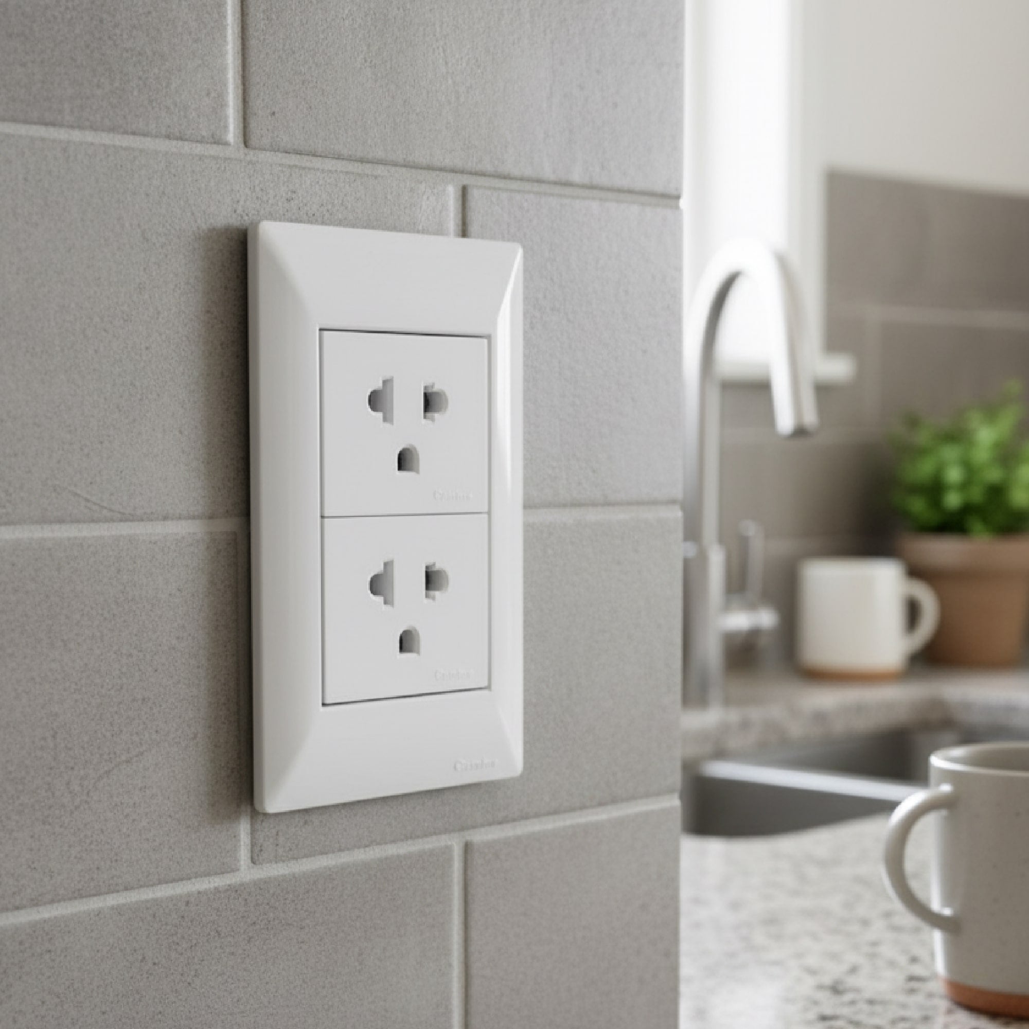 TOMA UNIVERSAL L/T 10A/15A 250V EUROAMERICANO BLANCO (2 MÓDULOS)