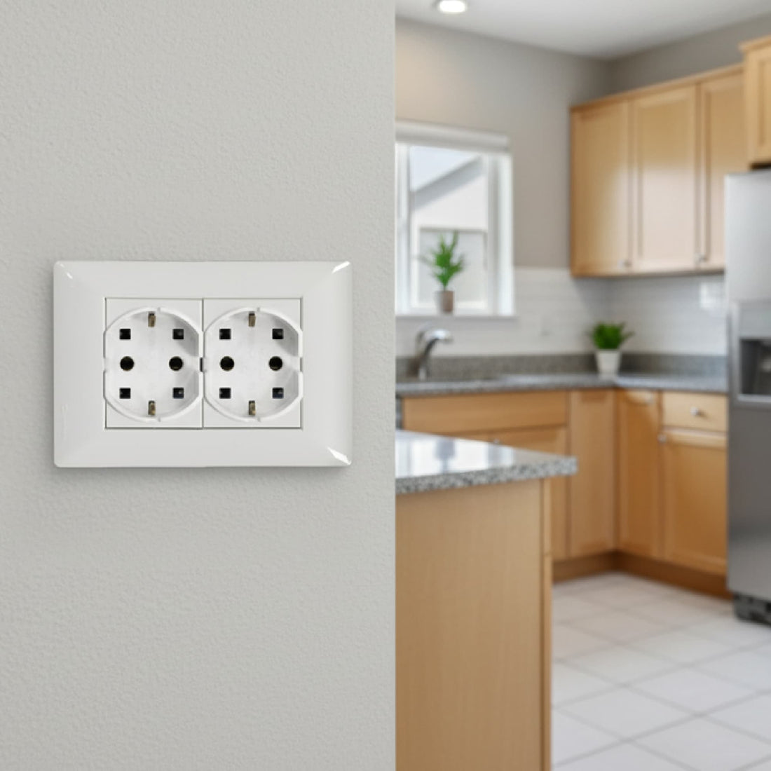 TOMA SCHUKO 16A L/T 250V CUELLO LARGO BLANCO
