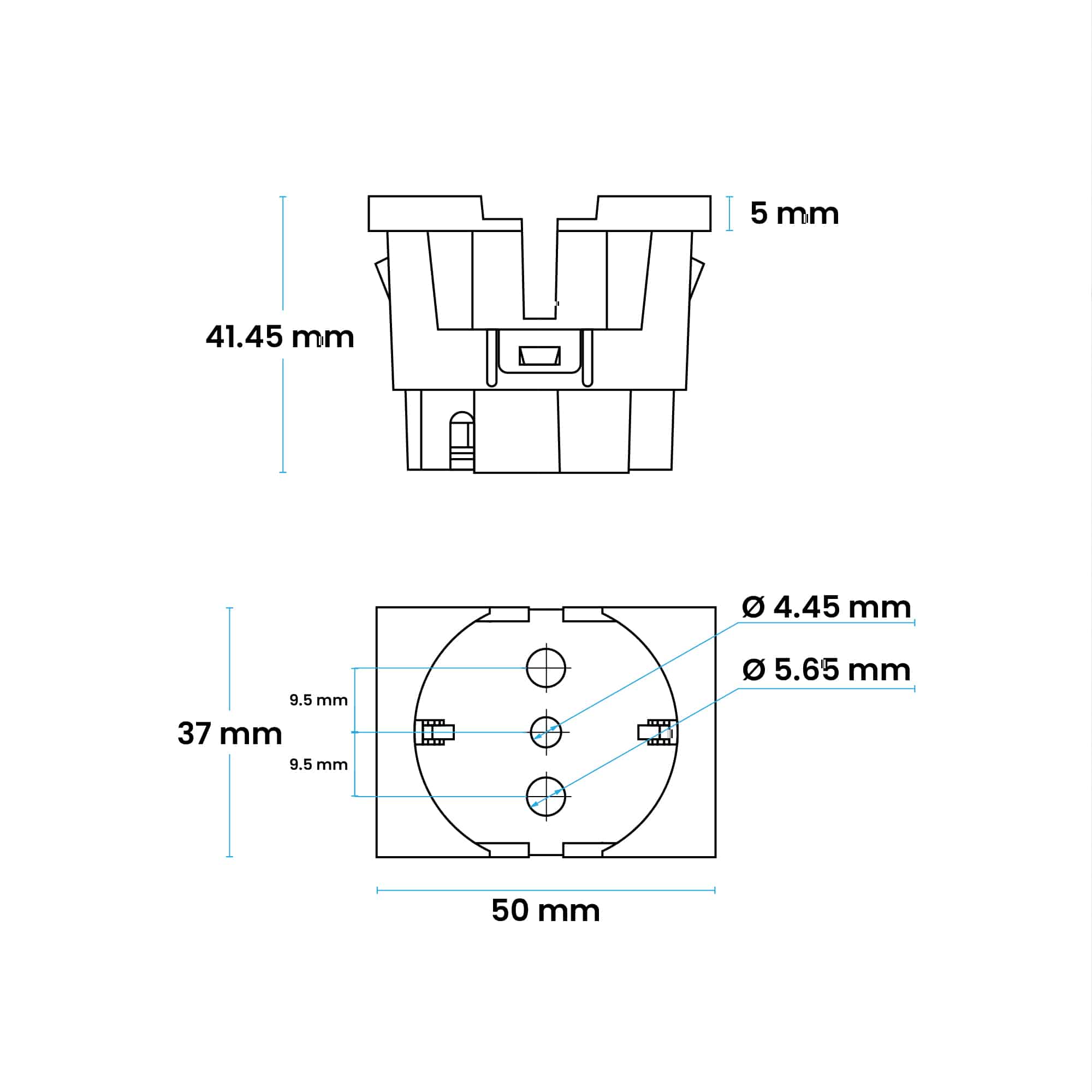 TOMA SCHUKO L/T 10/16A 250V BLANCO CON PROTECCION (2 MÓDULOS)