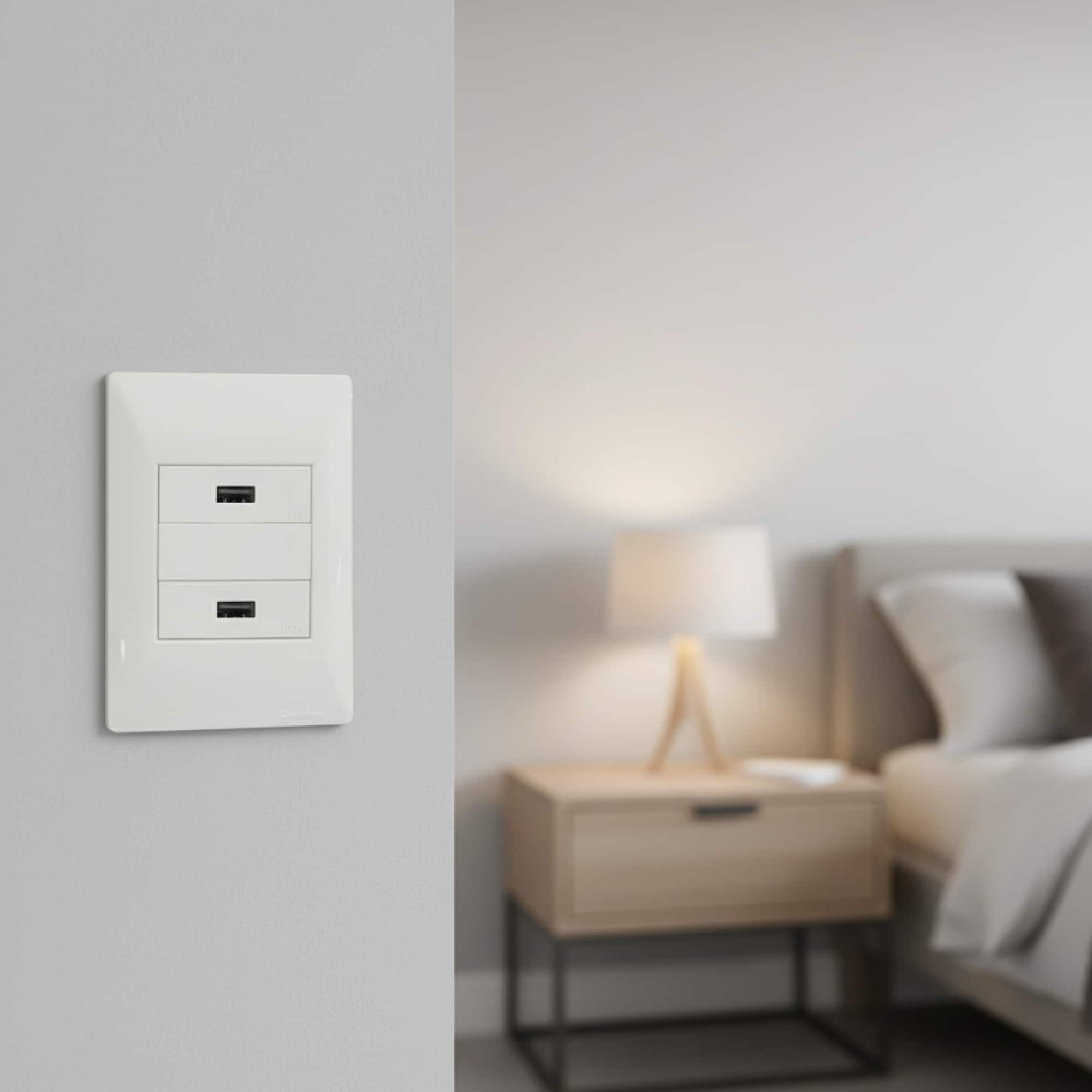 TOMACORRIENTE MODULO USB A 100-240VAC 5V 2.5A BLANCO