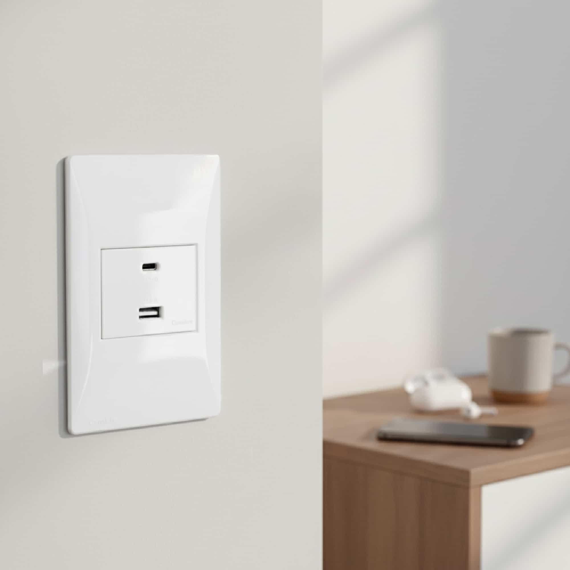 TOMACORRIENTE MODULO USB A+C 100-240VAC 5V 5A BLANCO