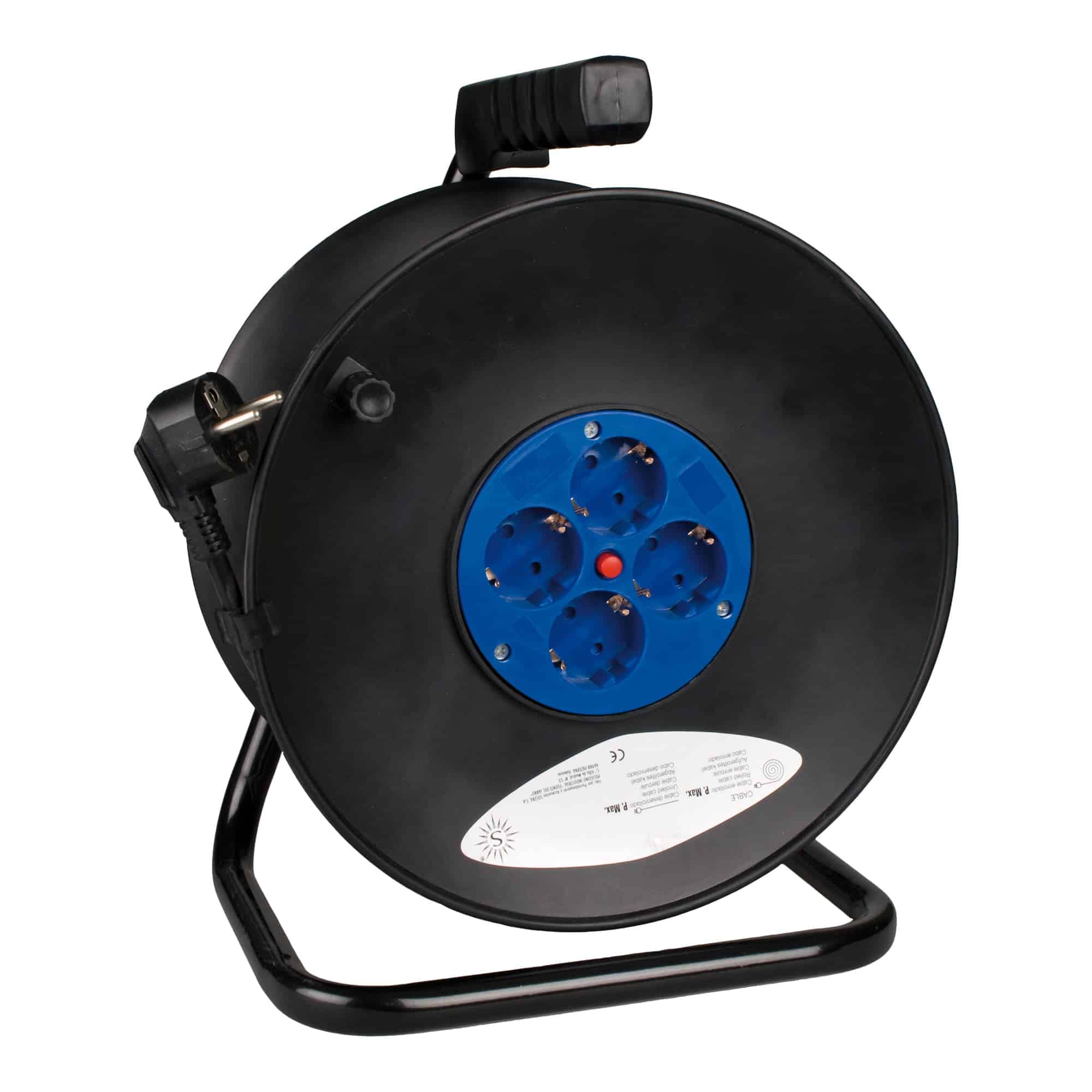 ENRROLLACABLE DE 25 MTS CON 4 TOMAS SCHUKO 2P+T, 16A, 230V (Cable 3G1.5mm2) (Reemplazo 7425/1)