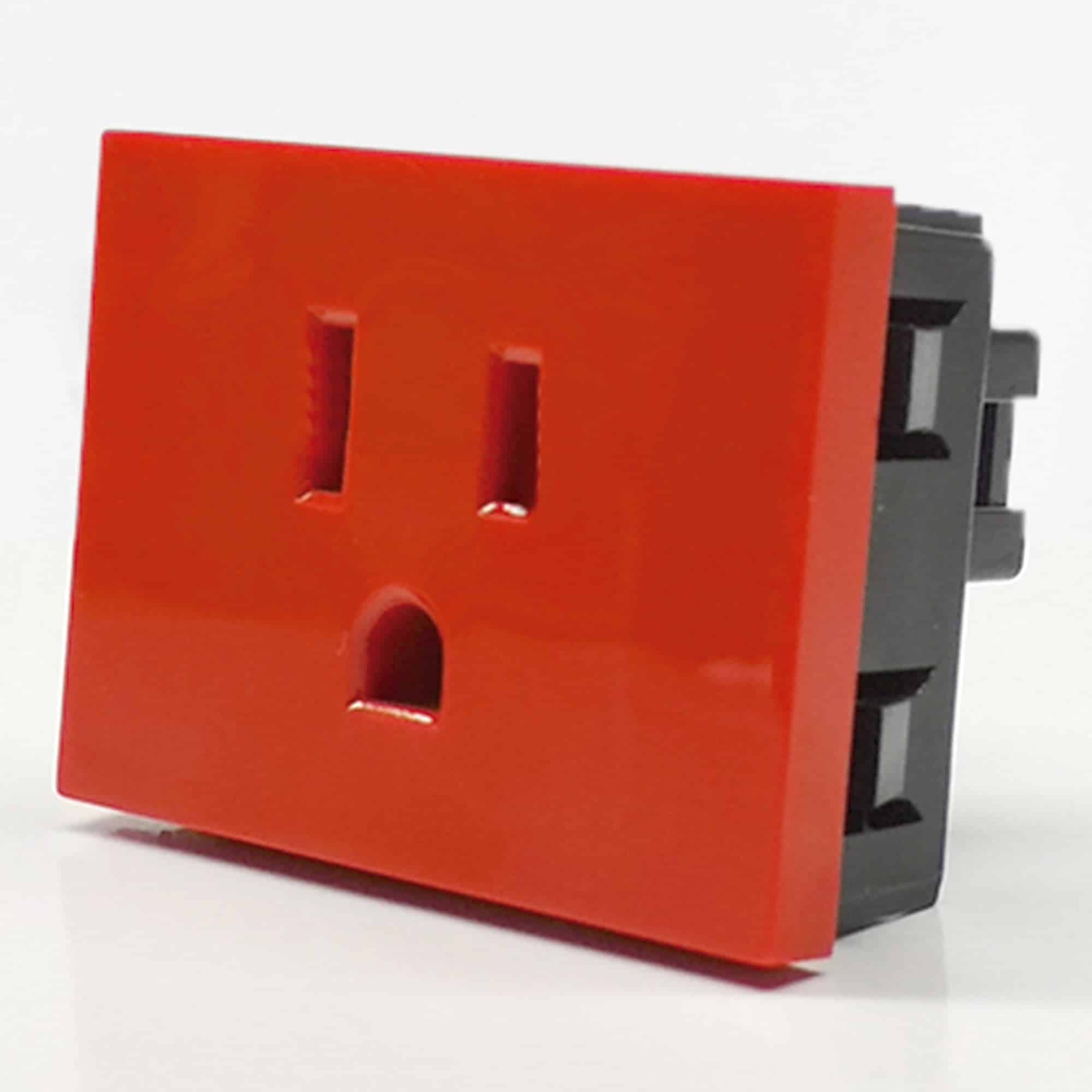TOMA AMERICANO L/T 15A 125V NEMA 5-15R ROJO (2 MÓDULOS)