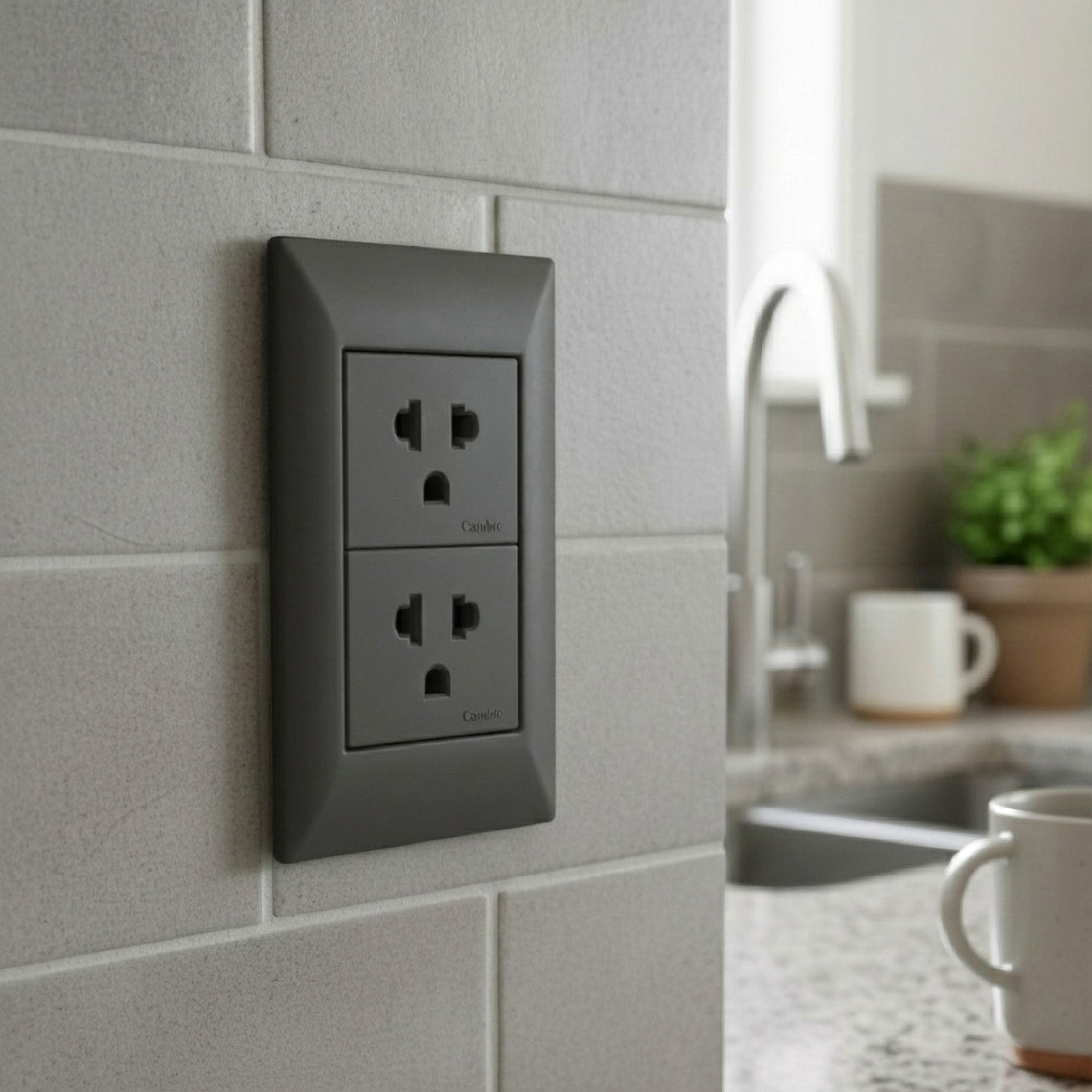 TOMA UNIVERSAL L/T 10A/15A 250V EUROAMERICANO GRIS (2 MÓDULOS)