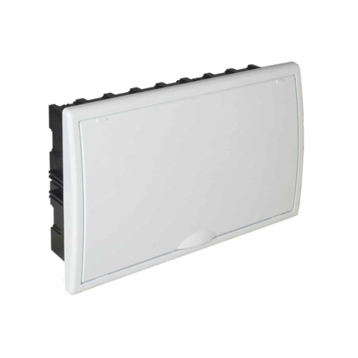 TABLERO EMPOTRADO TERMOPLÁSTICO, 18P, PUERTA BLANCA VERTICAL, 386x225x72mm (BORNE 106R)