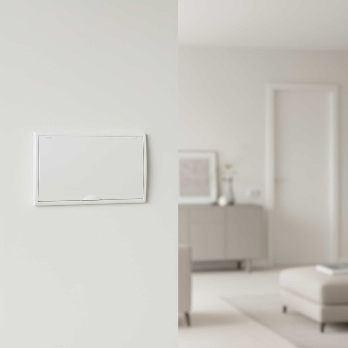 TABLERO EMPOTRADO TERMOPLÁSTICO, 18P, PUERTA BLANCA VERTICAL, 386x225x72mm (BORNE 106R)