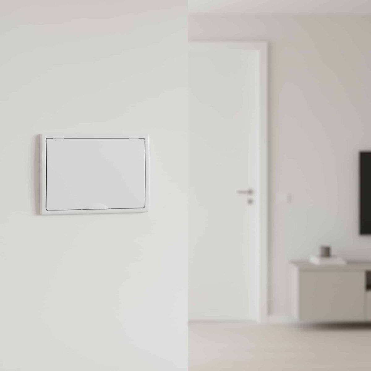 TABLERO EMPOTRADO TERMOPLÁSTICO, 12P, PUERTA BLANCA VERTICAL, 277x220x72mm