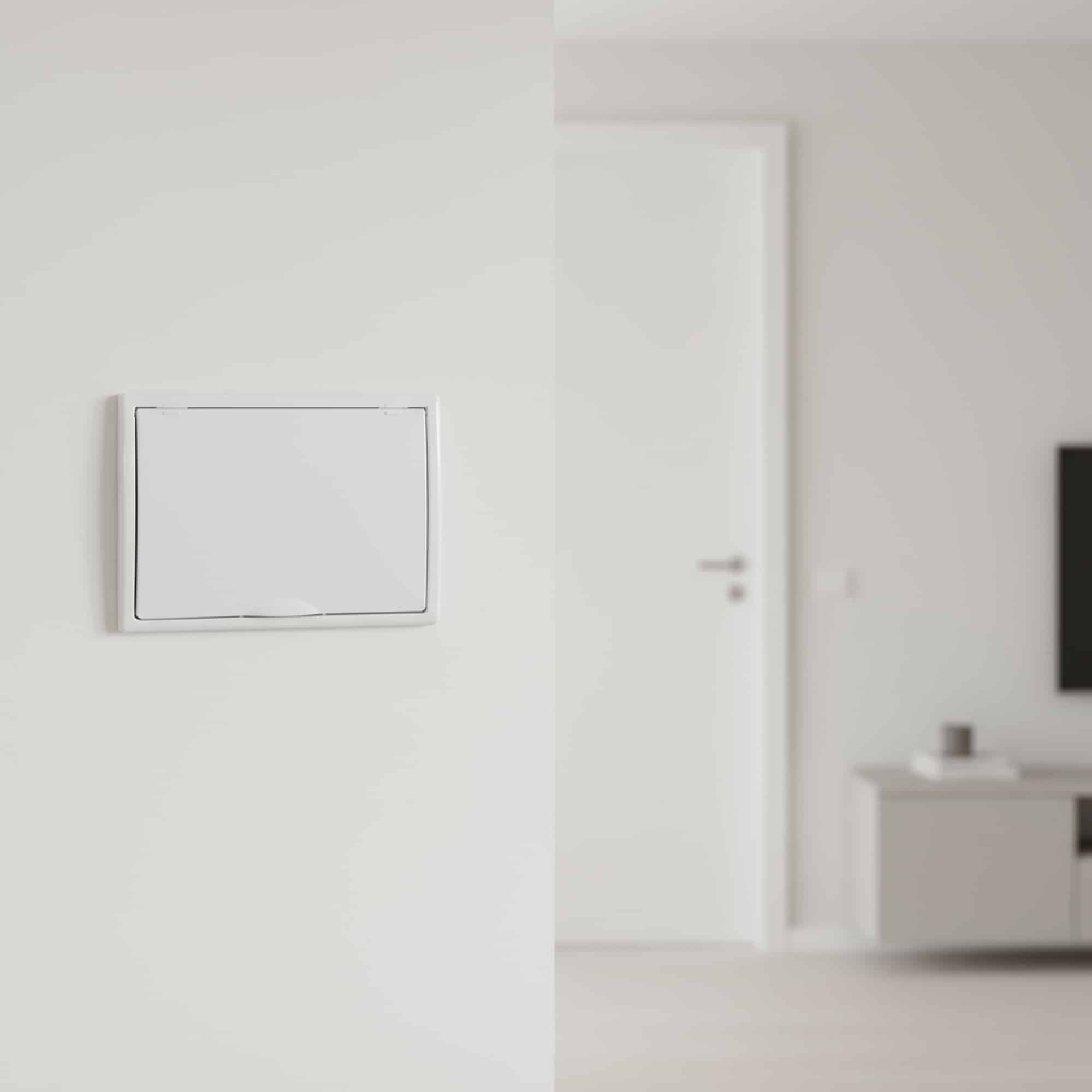 TABLERO EMPOTRADO TERMOPLÁSTICO, 12P, PUERTA BLANCA VERTICAL, 277x220x72mm