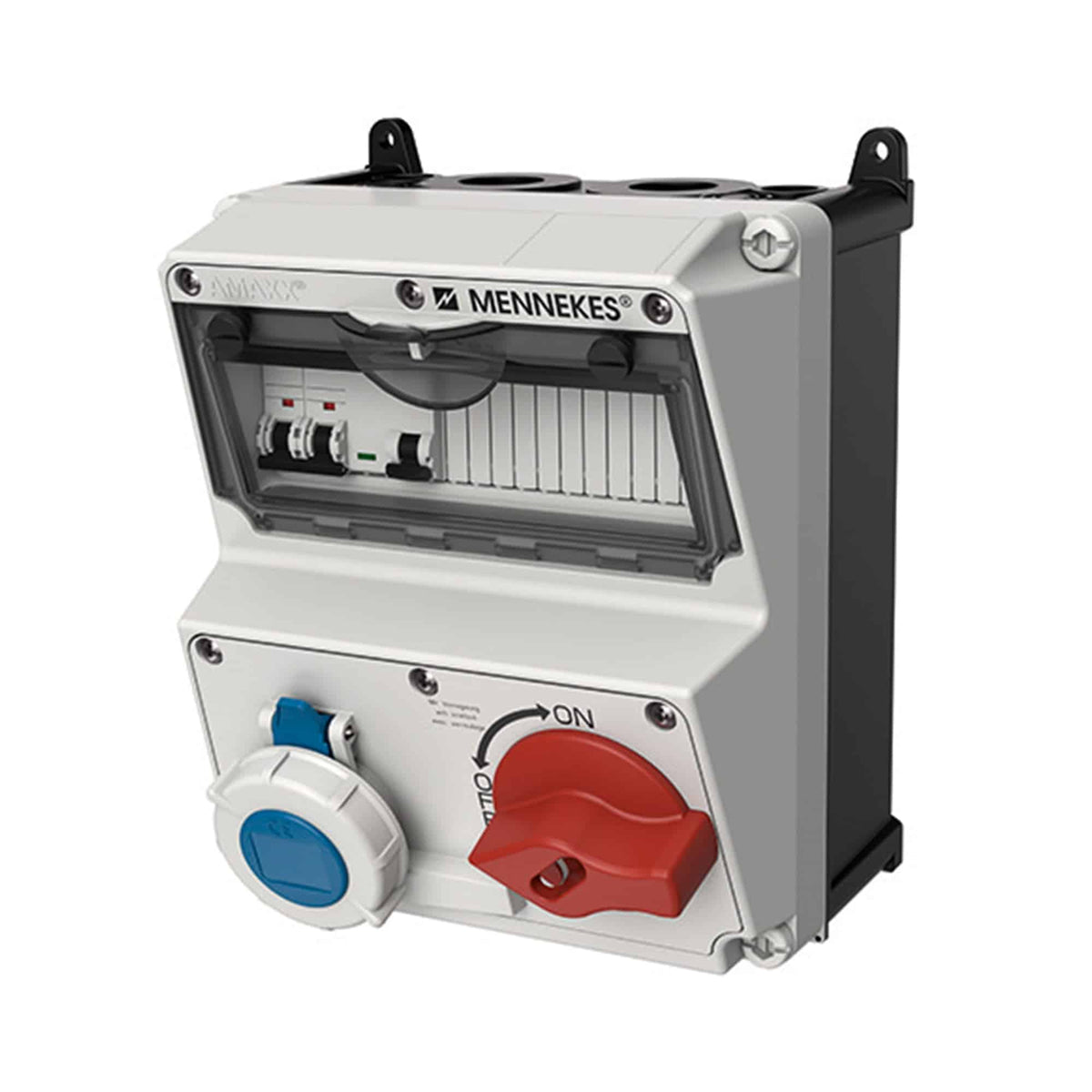 CAJA COMBINADA AMAXX IP67 1 TOMA 16A 2P+T 250V C/BLOQUEO MEC.DUO C/1 INTERRUPT.TERMO 2X16A + 1 INTERRUPT.DIF 2X25A 30Ma