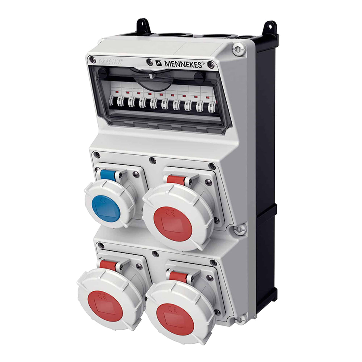 CAJA COMBINADA AMAXX IP67 3 TOMAS 32A 3P+T 415V 6H C/3 INTERRUPT.TERMO 3X32A + 1 TOMA 16A 2P+T 250V 6H C/1 INTERRUPT.TERMO 2X16A