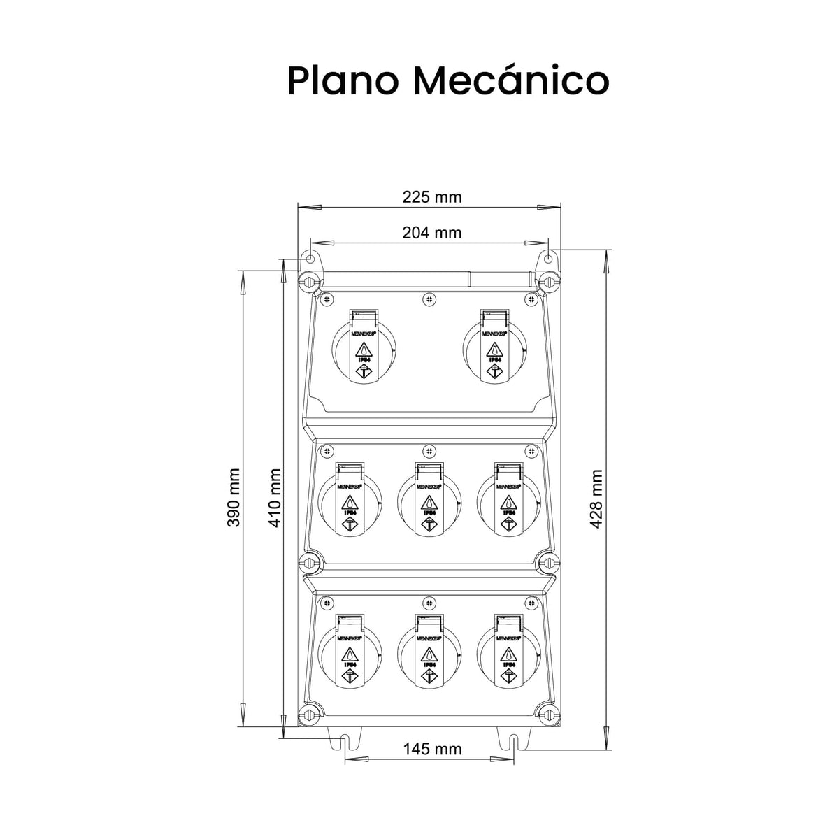 CAJA COMBINADA AMAXX IP44 8 TOMAS SCHUKO 16A 2P+T 250V