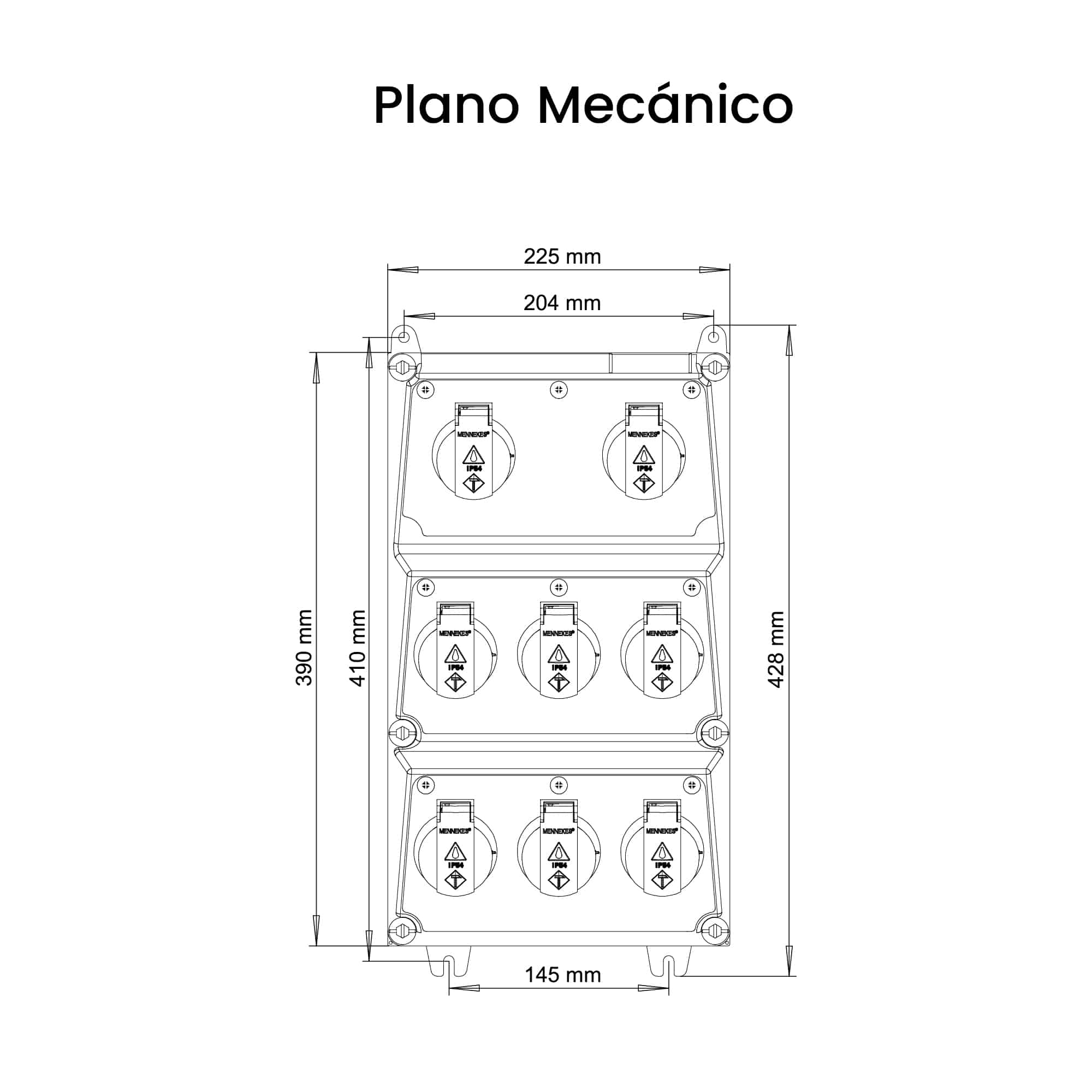 CAJA COMBINADA AMAXX IP44 8 TOMAS SCHUKO 16A 2P+T 250V