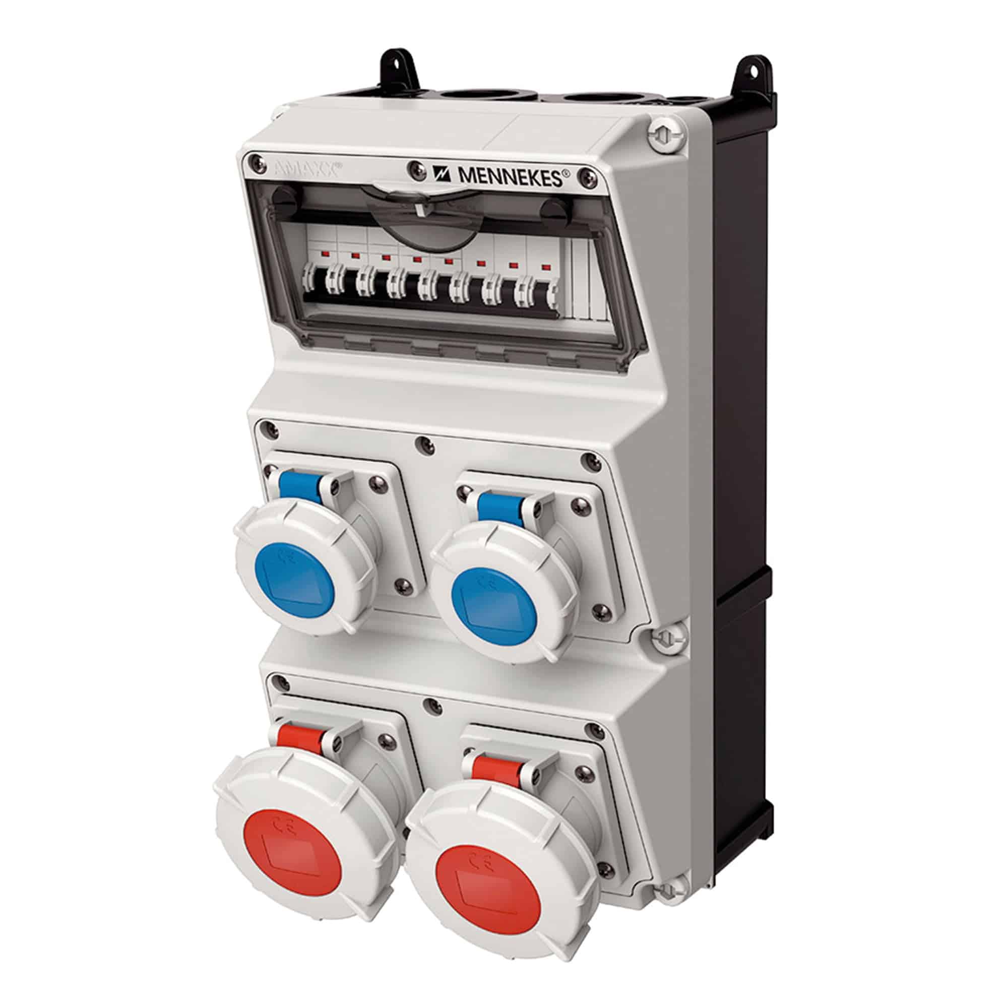 CAJA COMBINADA AMAXX IP67 2 TOMAS 32A 3P+T 415V 6H + 2 TOMAS 16A 2P+T 250V 6H C/2 INTERRUPT.TERMO 3x32A C/2 INTERRUPT 1X16A+N