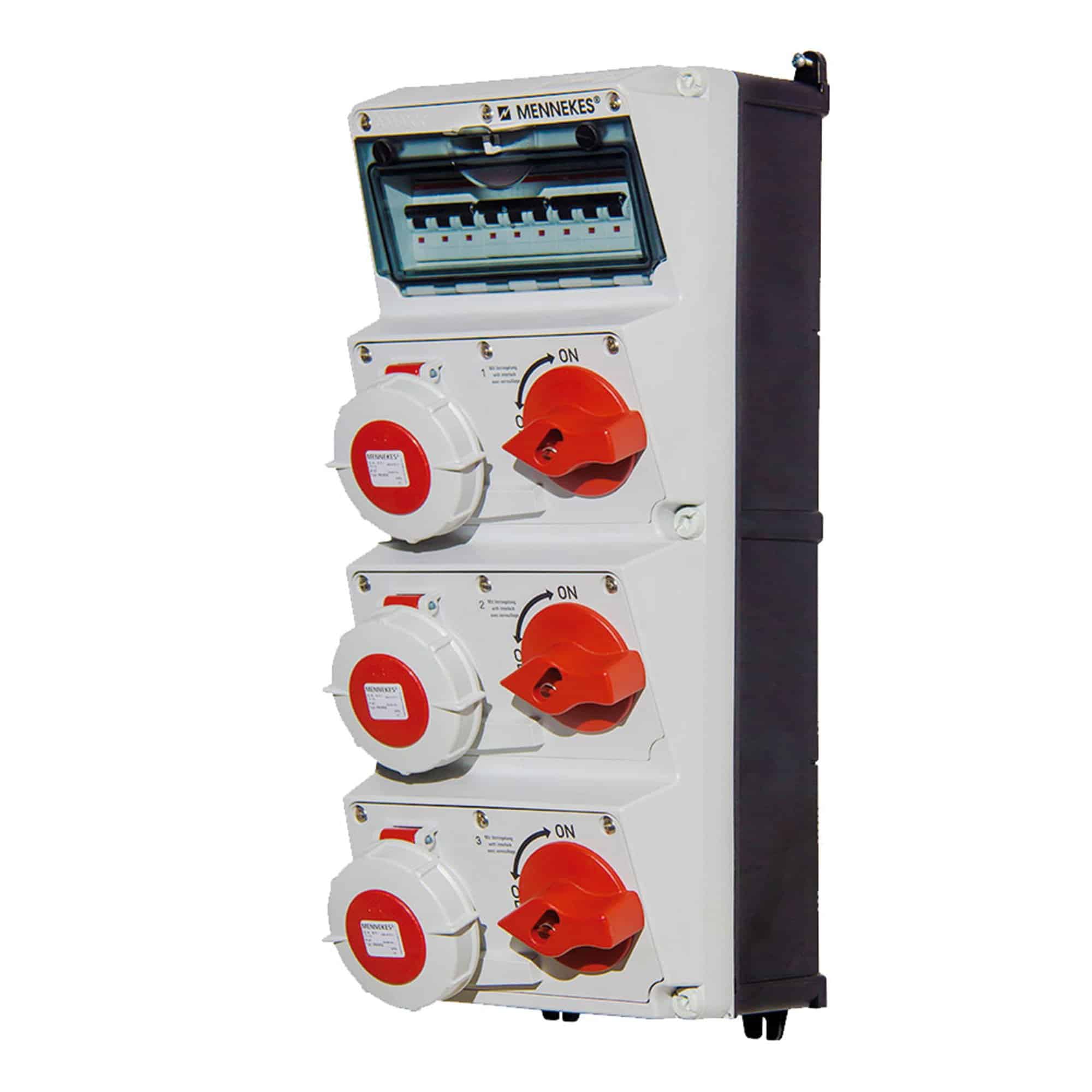 CAJA COMBINADA AMAXX IP67 3 TOMAS 32A 3P+T 400V C/BLOQ MECANICO DUO C/1 INTERRUPT.TERMO 3X32A