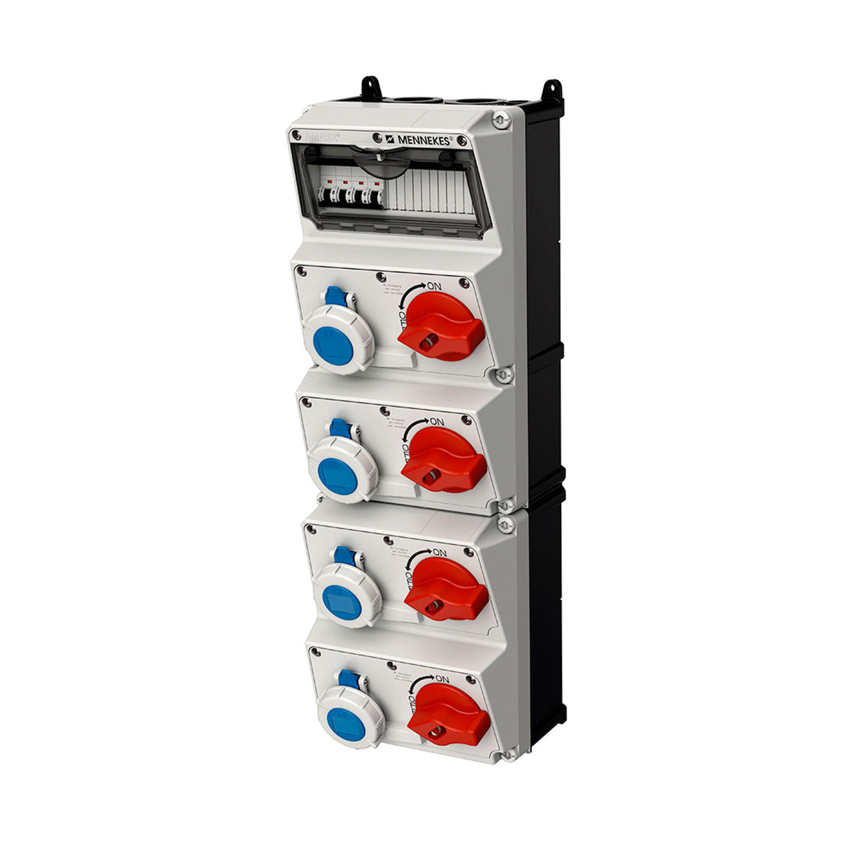 CAJA COMBINADA AMAXX IP67 4 TOMAS 16A 2P+T 250V C/BLOQUEO MEC. DUO C/ 4 INTERRUP.TERMO 2X16A