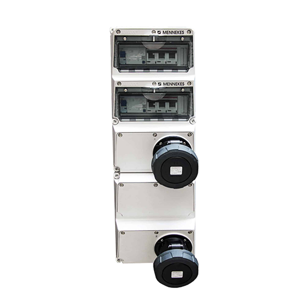 CAJA COMBINADA AMAXX IP67 2 TOMAS 63A 3P+T 500V 7H C/ 2 INTERRUPT.TERMO 3X63A + 2 INTERRUPT.DIFERENCIAL 4x63A