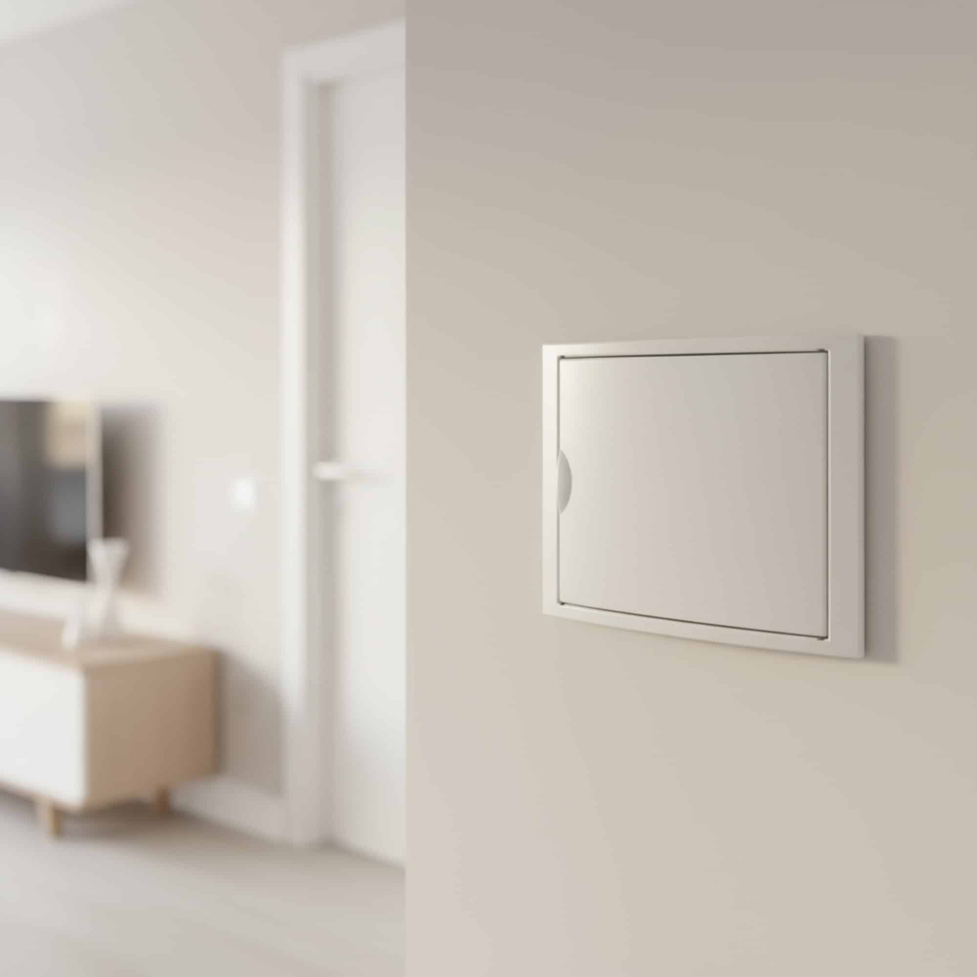 TABLERO EMPOTRADO TERMOPLÁSTICO, 14P, PUERTA BLANCA HORIZONTAL, 320x233x75mm