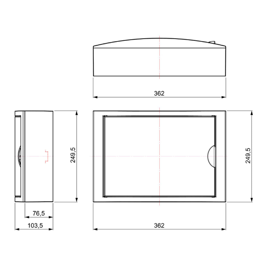 TABLERO ADOSADO TERMOPLÁSTICO, 14P, PUERTA BLANCA, HORI, 362x250x104mm