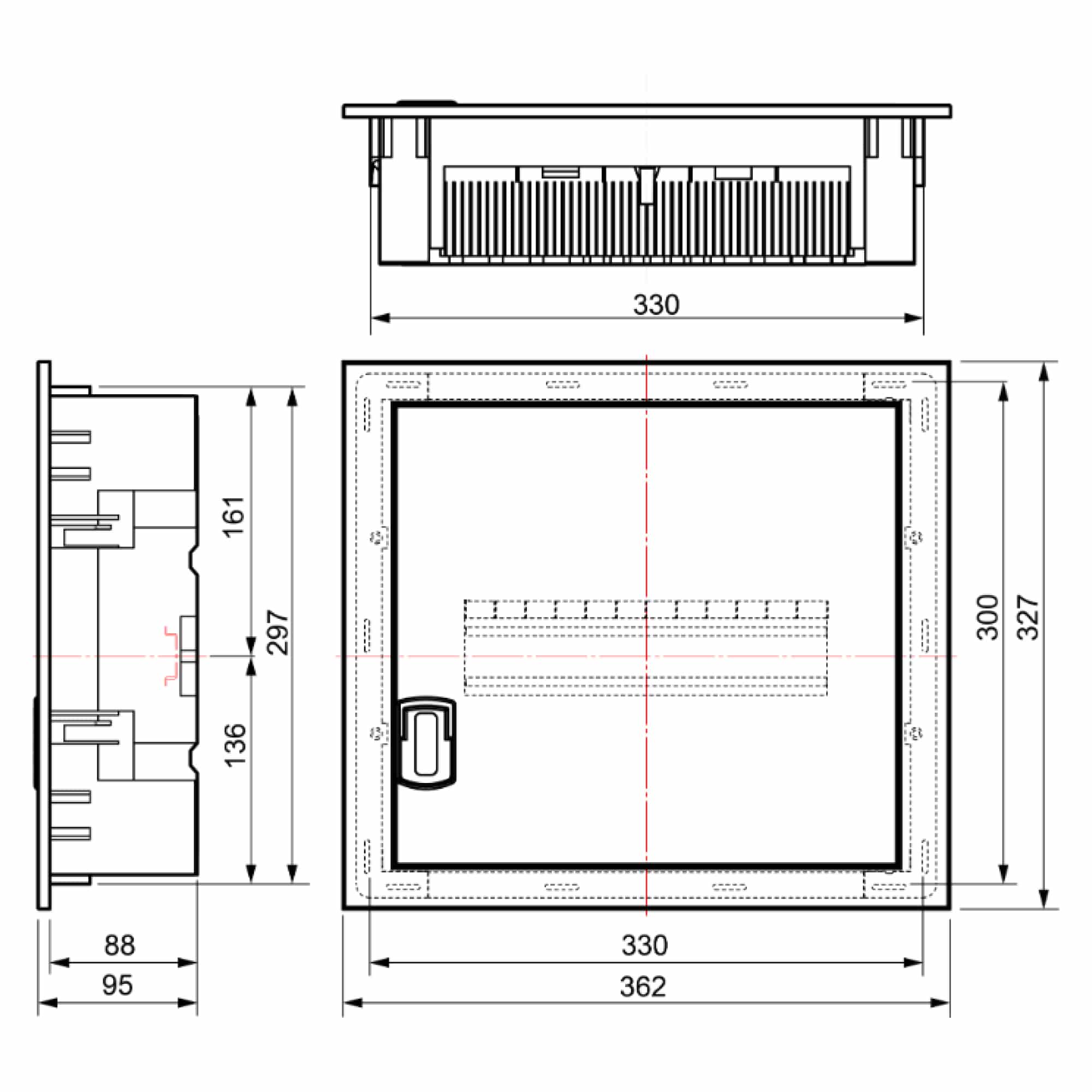 TABLERO DE DISTRIBUCIÓN EMPOTRABLE 14P 333x300x88mm