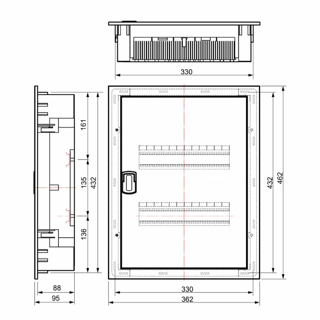 TABLERO DE DISTRIBUCIÓN EMPOTRABLE 28P 333x435x88mm