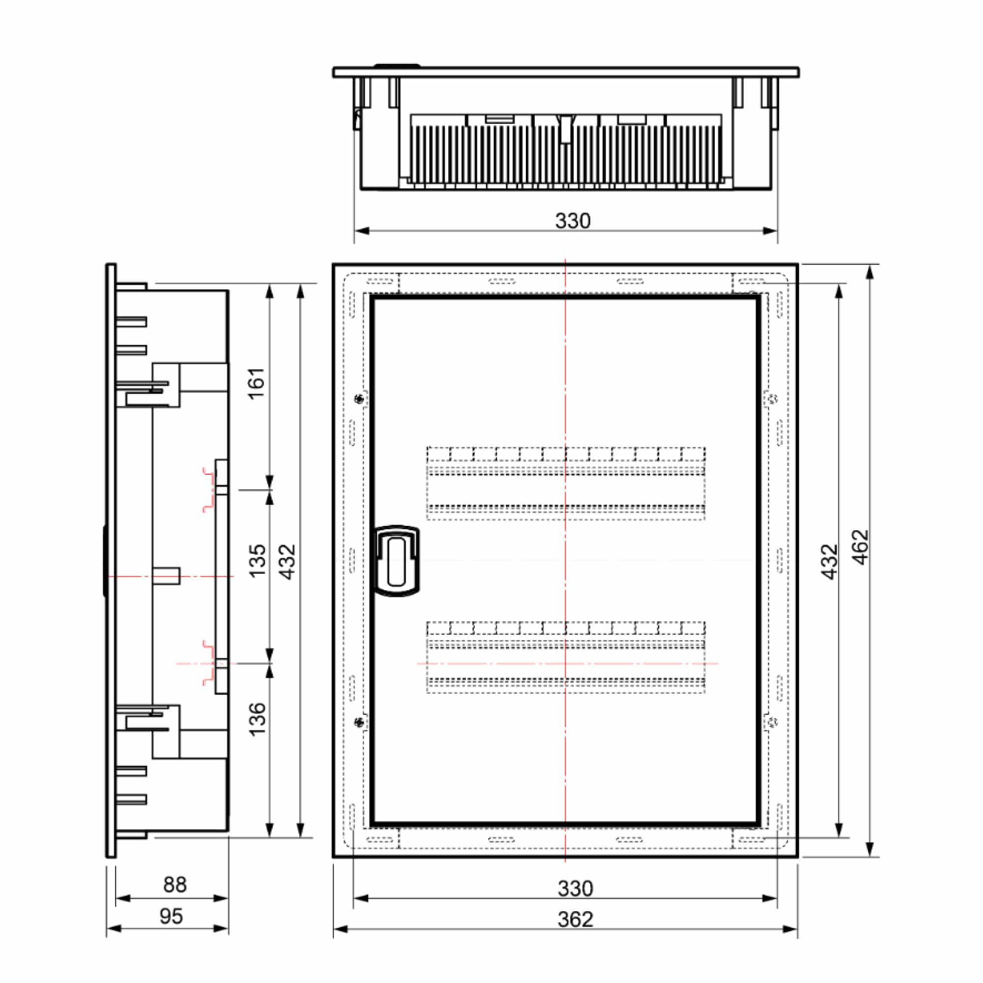 TABLERO DE DISTRIBUCIÓN EMPOTRABLE 28P 333x435x88mm