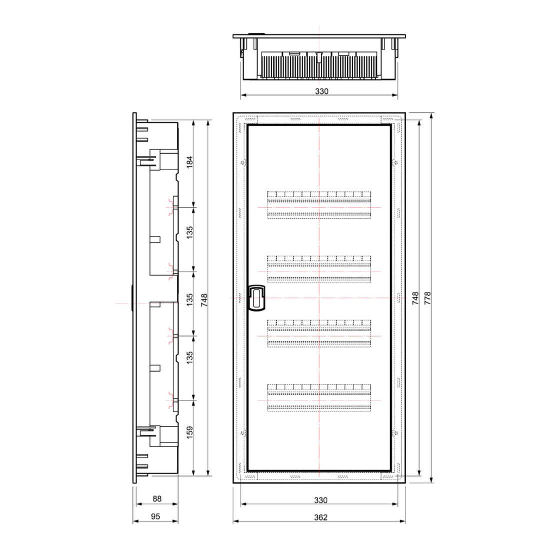 TABLERO DE DISTRIBUCIÓN EMPOTRABLE 56P 333x748x88mm