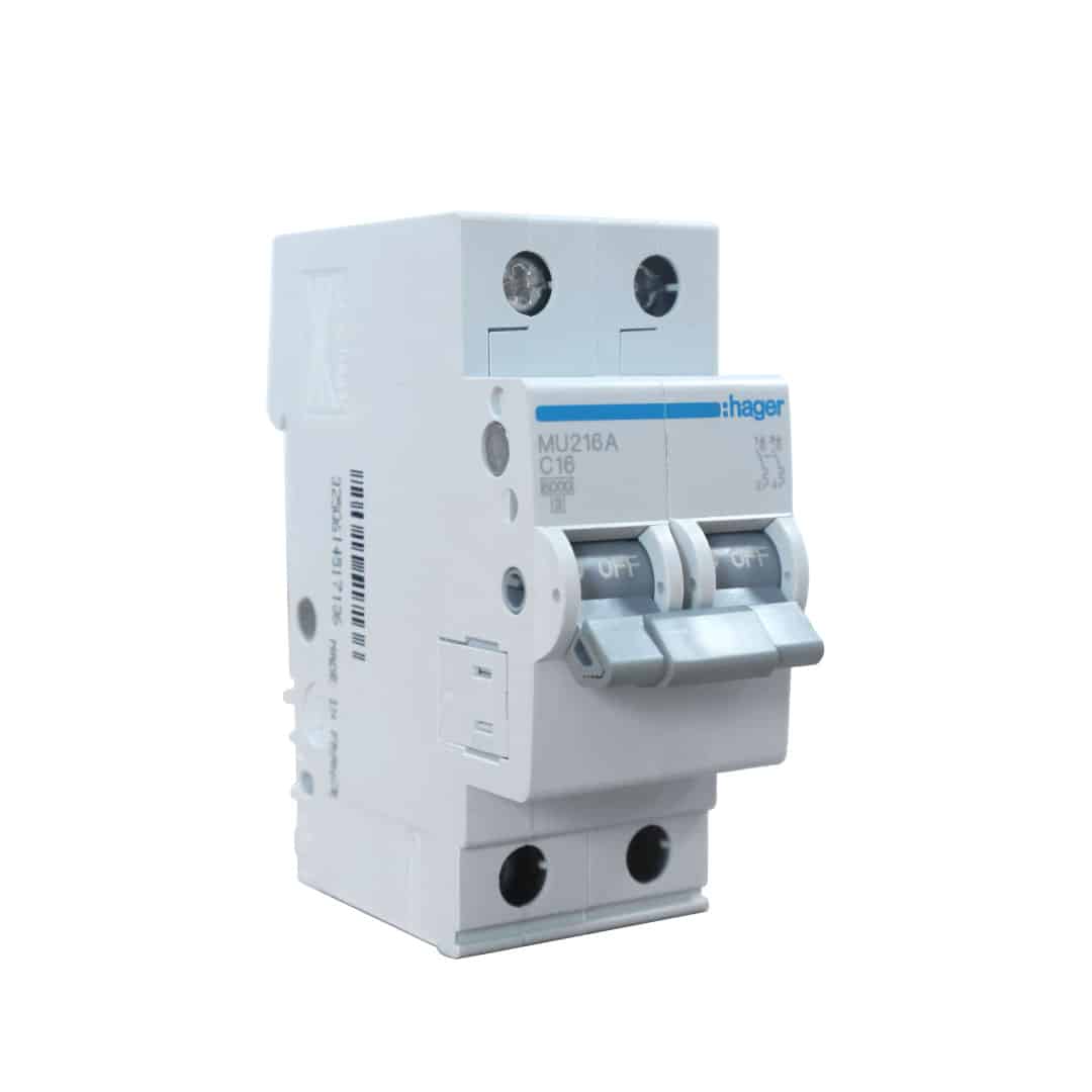 INT. RIEL TERMOMAGNÉTICO MU 2P 16A, C 20KA/220V (IEC60947-2)