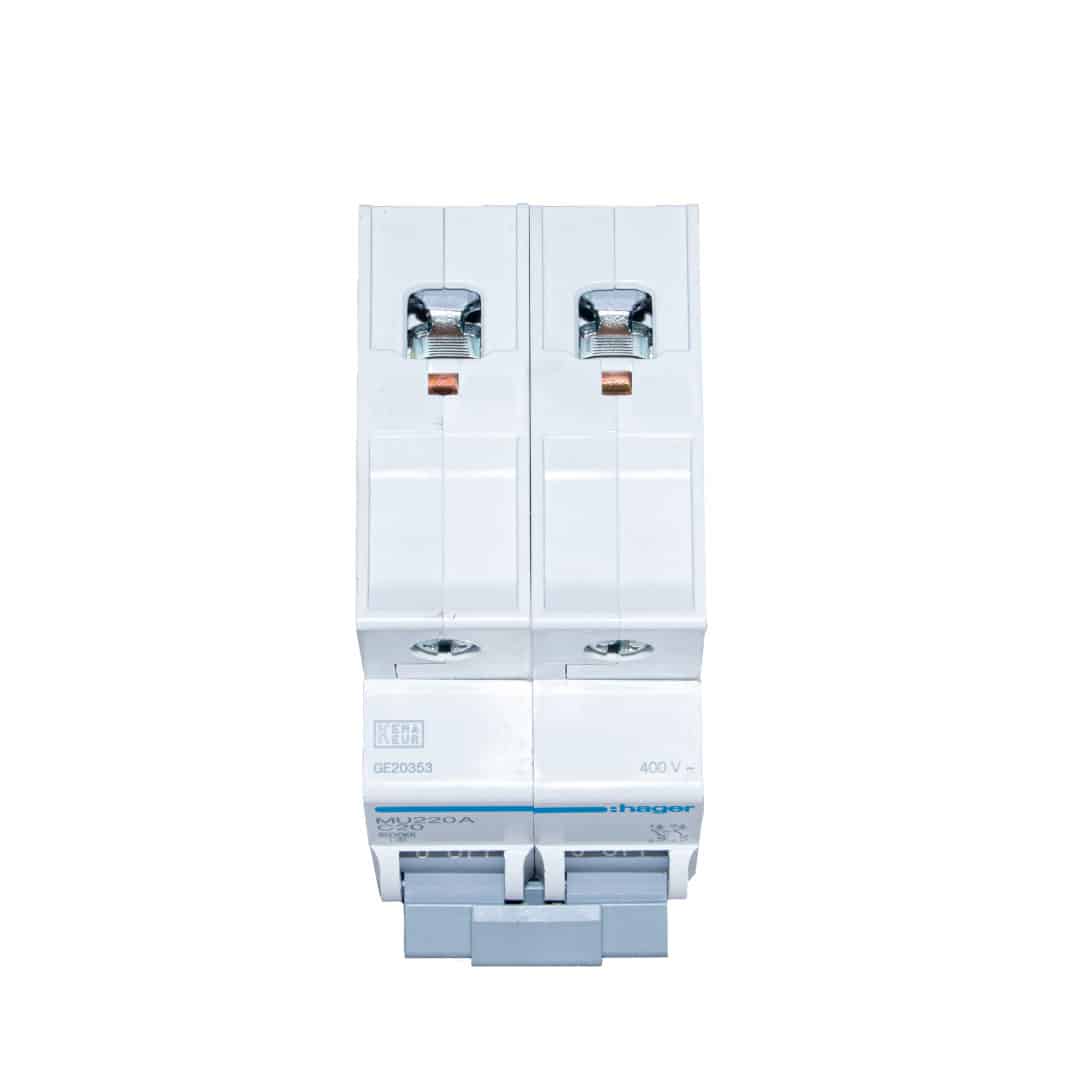 INT. RIEL TERMOMAGNÉTICO MU 2P 20A, C 20KA/220V (IEC60947-2)