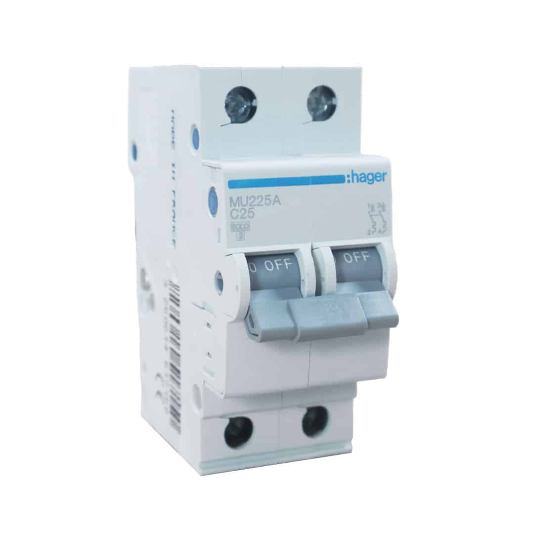 INT. RIEL TERMOMAGNÉTICO MU 2P 25A, C 20KA/220V (IEC60947-2)